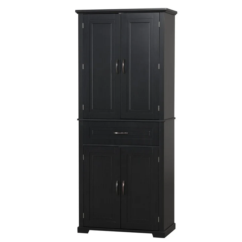 Bathroom Floor Cabinet, Freestanding Storage Cabinet with Doors and Drawer, Kitchen Cupboard with Adjustable Shelf