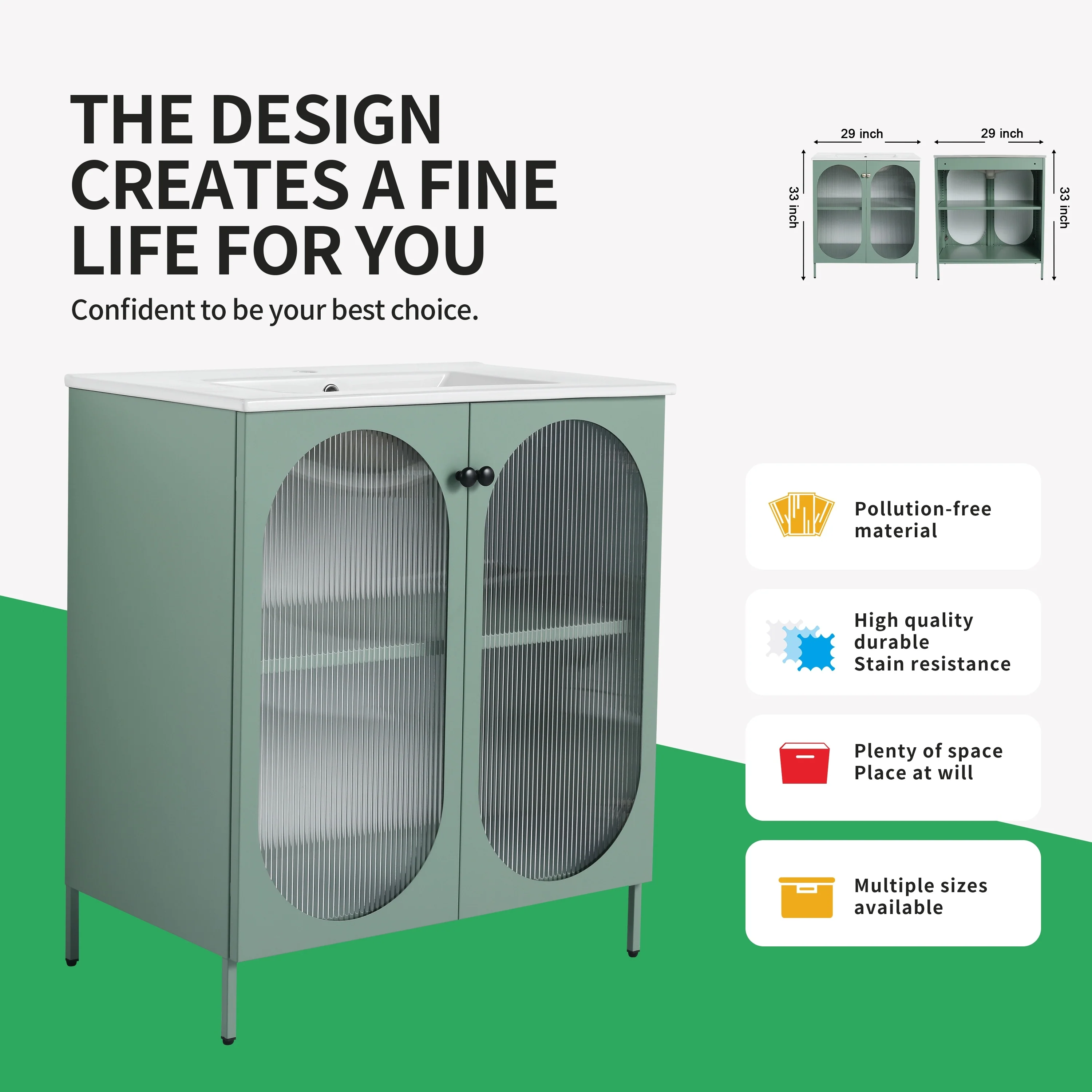 BNK 24/30 inch Freestanding Single Sink Bathroom Vanity with Soft Close Door and 1 adjustable shelf