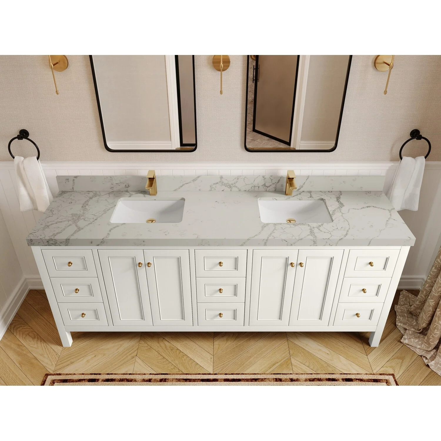 Willow Collections 84 in. W x 22 in. D Nashville Double Bowl Sink Bathroom Vanity with Countertop