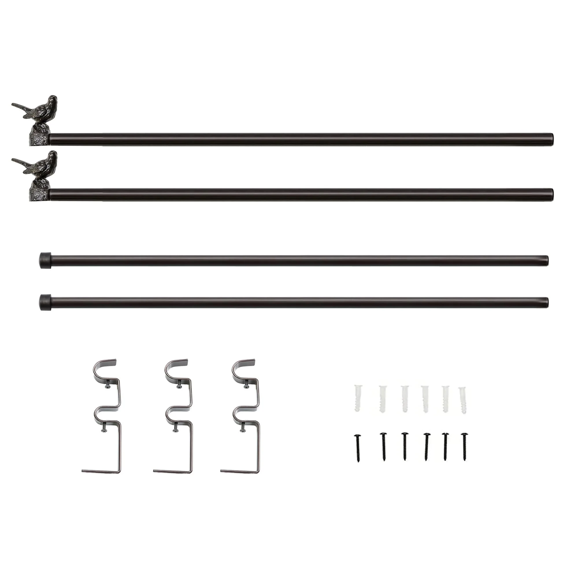 MERIVILLE 1-Inch Diameter Double Window Curtain Rod, Bird Finials