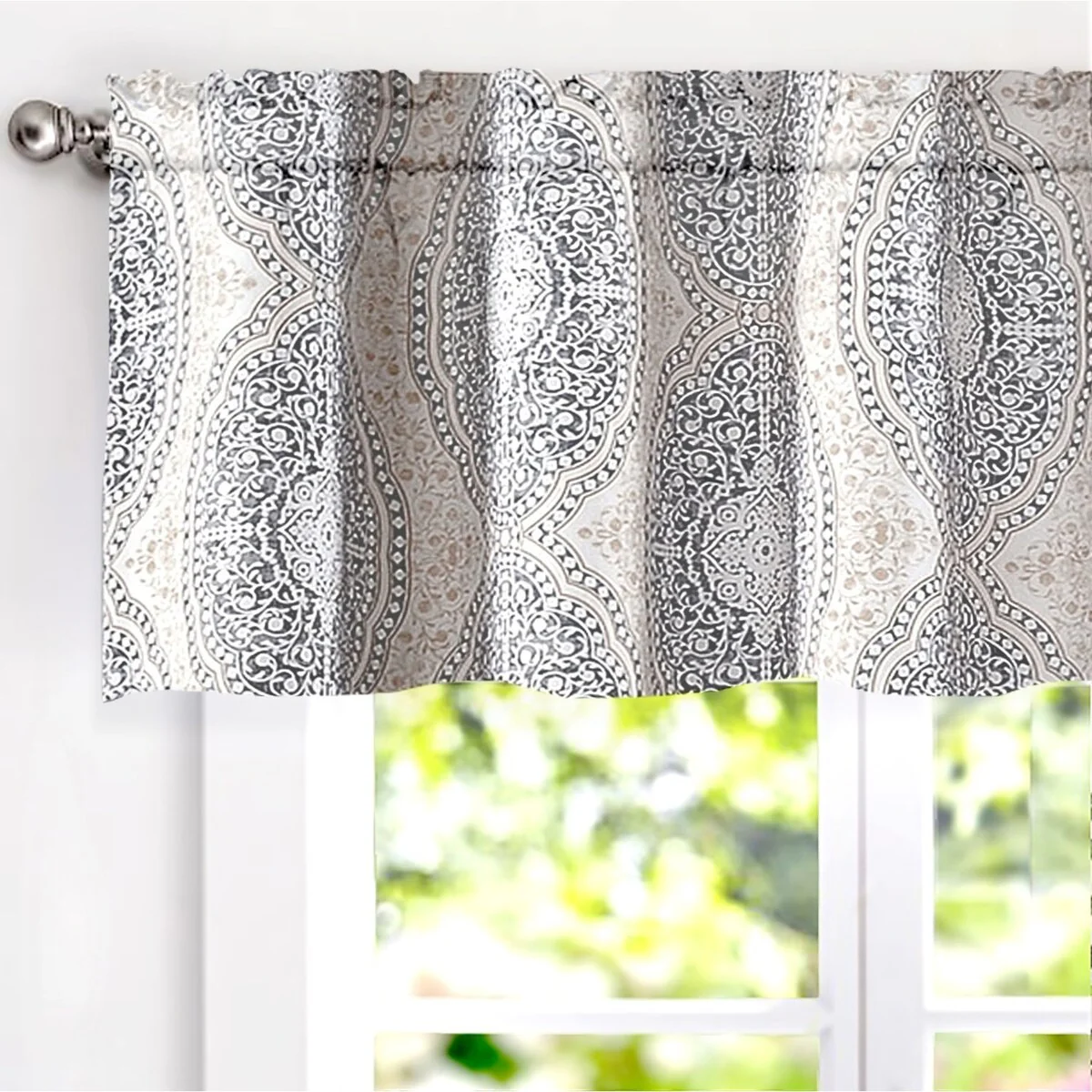 DriftAway Adrianne Pastel Damask Printed Window valance