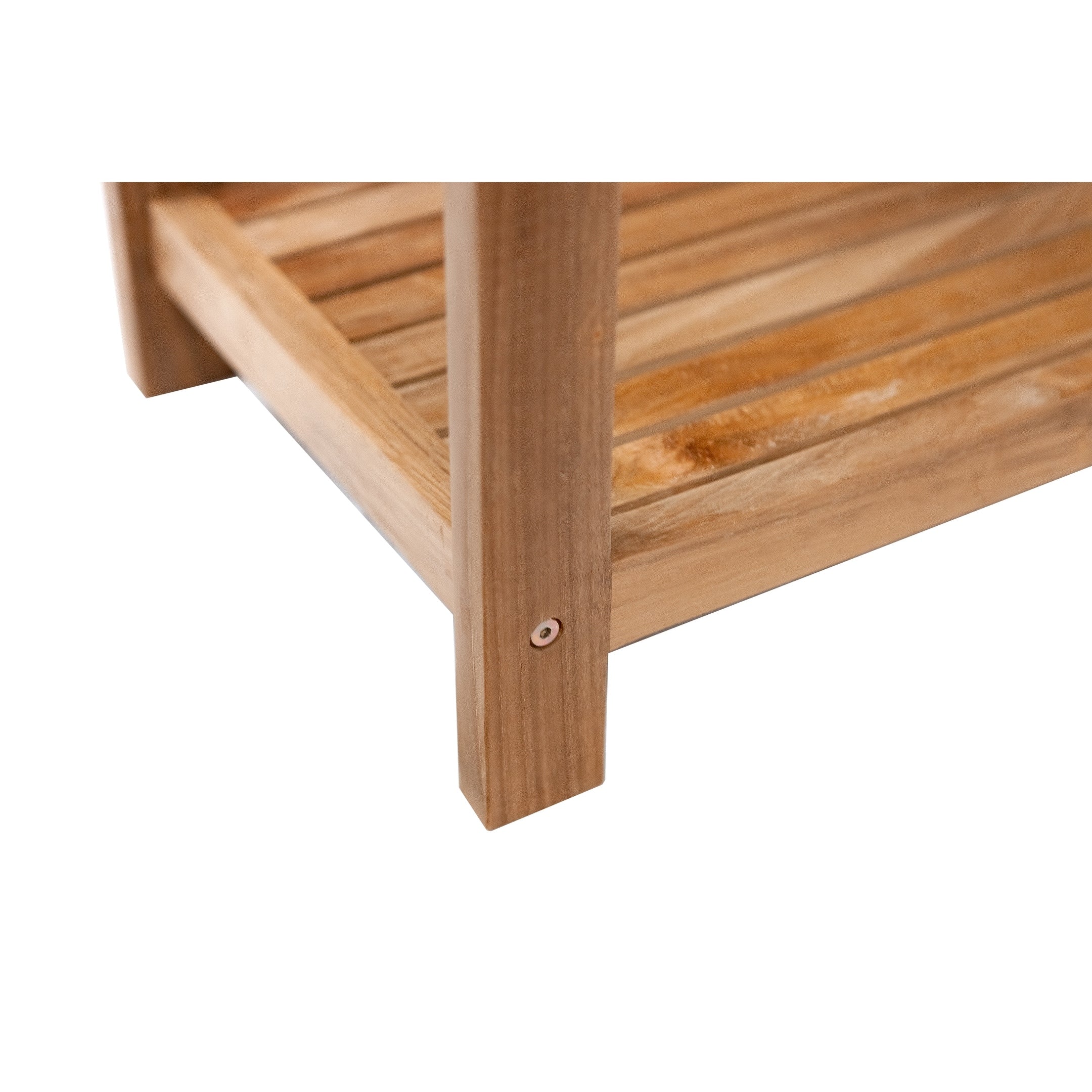 Nordic Style Natural Teak Spa Bench with Shelf 35″ - Beige