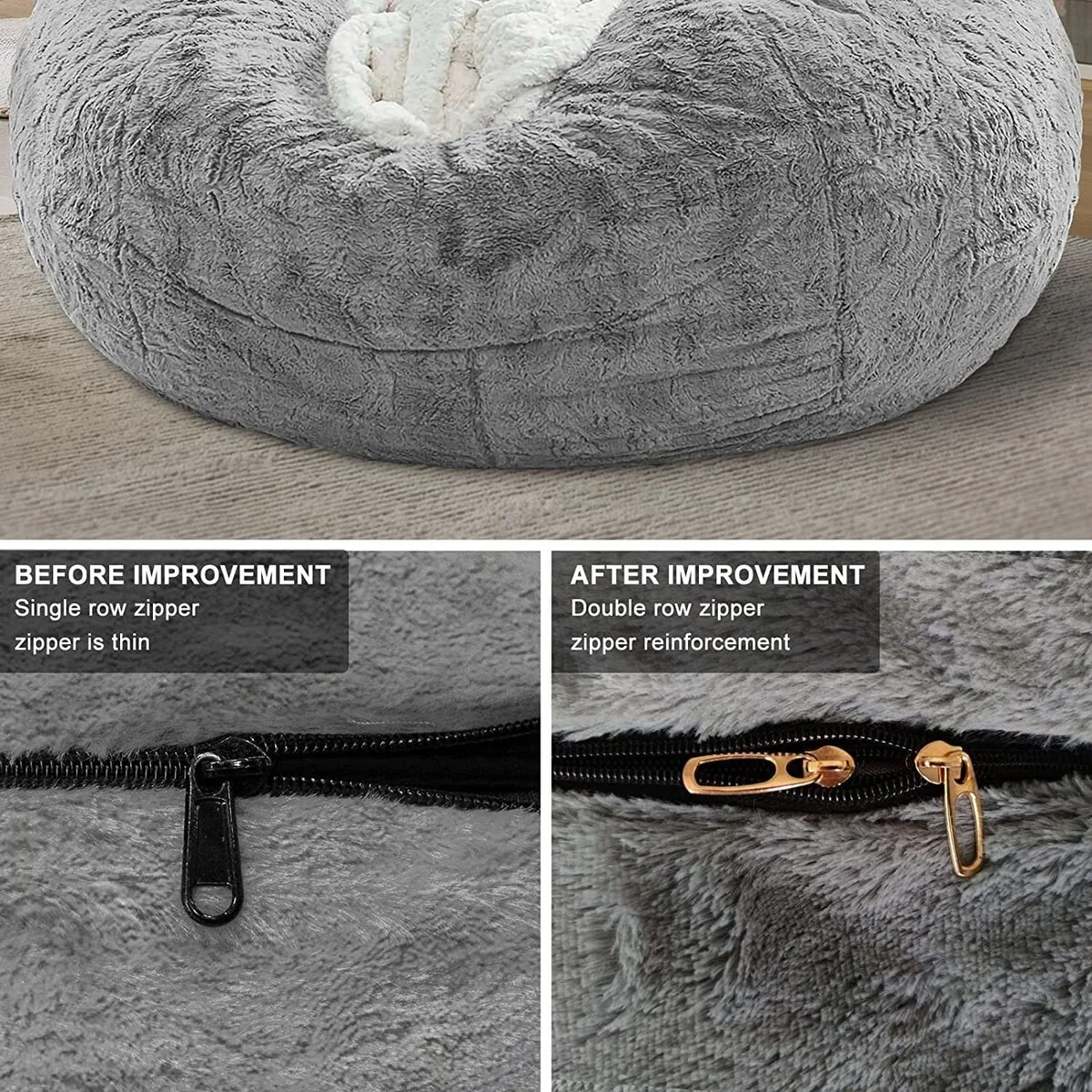 Big Round Soft Fluffy PV Velvet Sofa Bed Cover Lazy Sofa Bed Cover