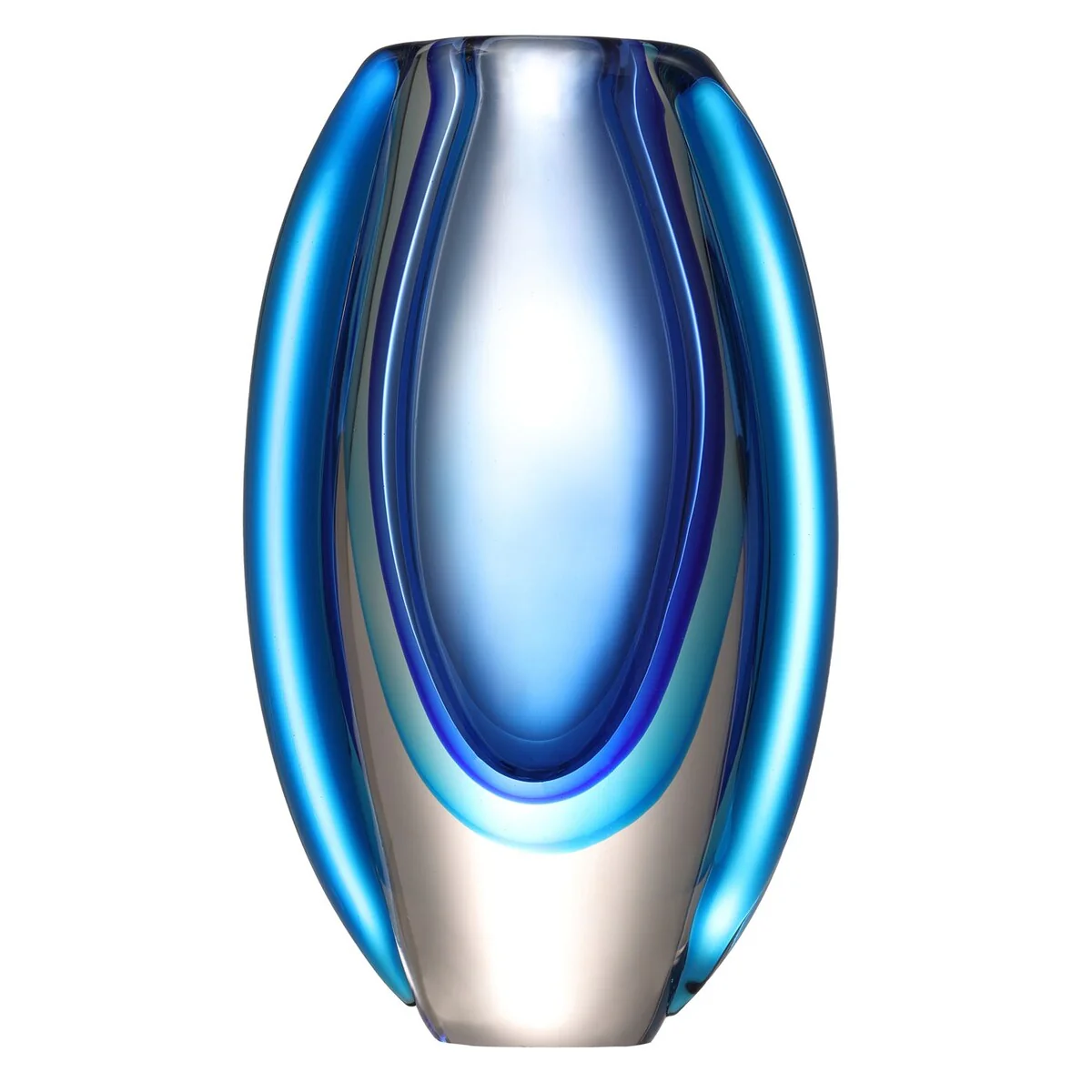 Luxury Lane Hand Blown Sommerso Oval Art Glass Vase 8.5-10 inch tall