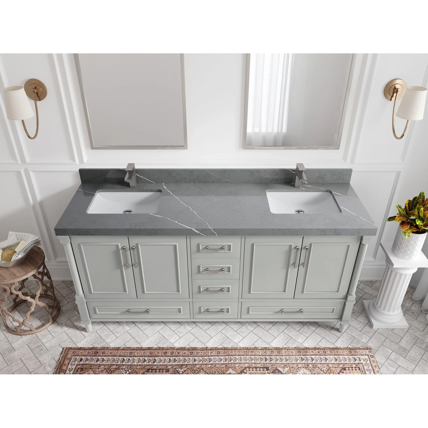 Willow Collections 72 in. W x 22 in. D Aberdeen Double Sink Bathroom Vanity with Countertops