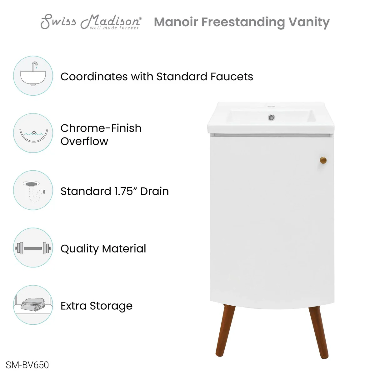 Manoir Bathroom Vanity in White