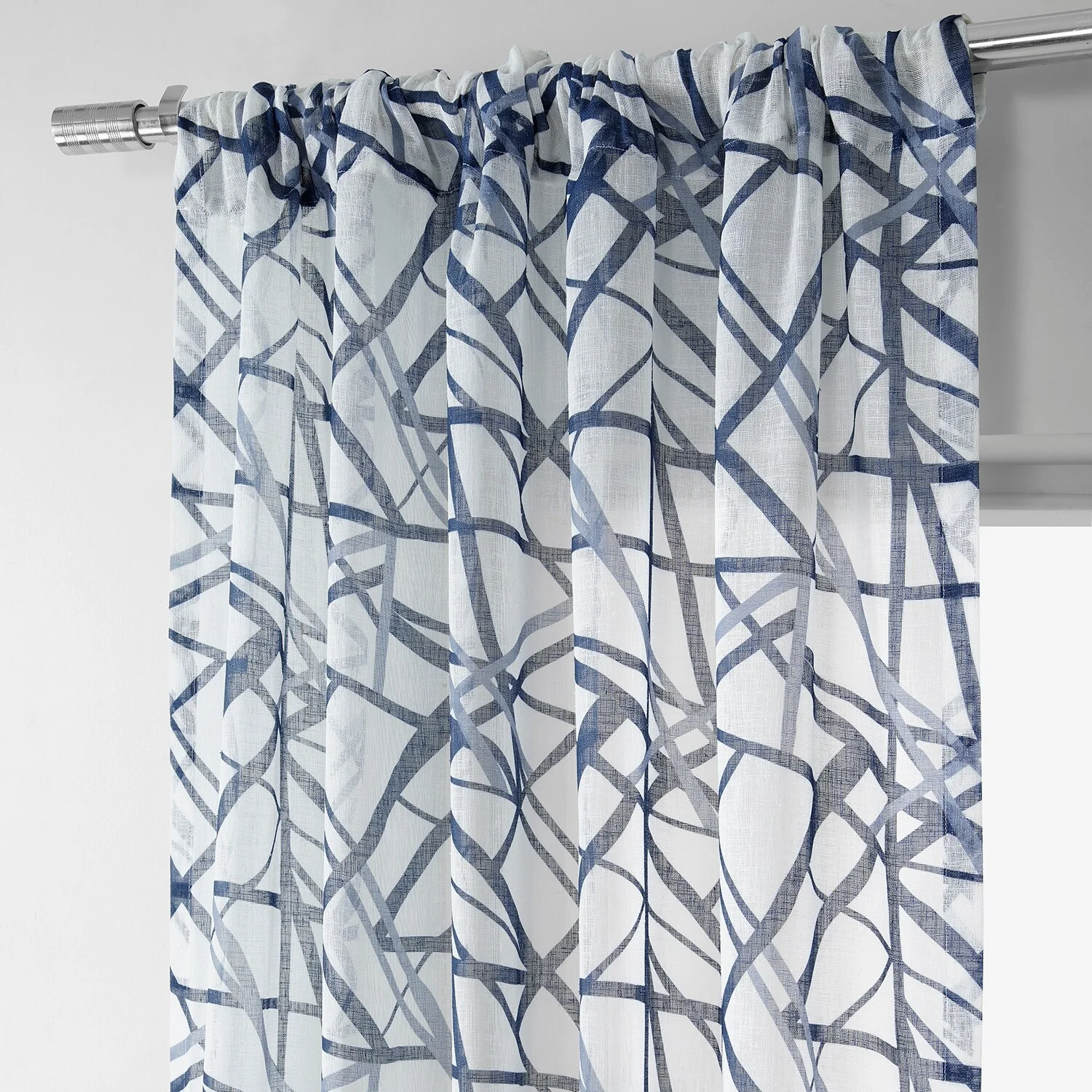 Exclusive Fabrics Matrix Printed Faux Linen Sheer Curtain (1 Panel)