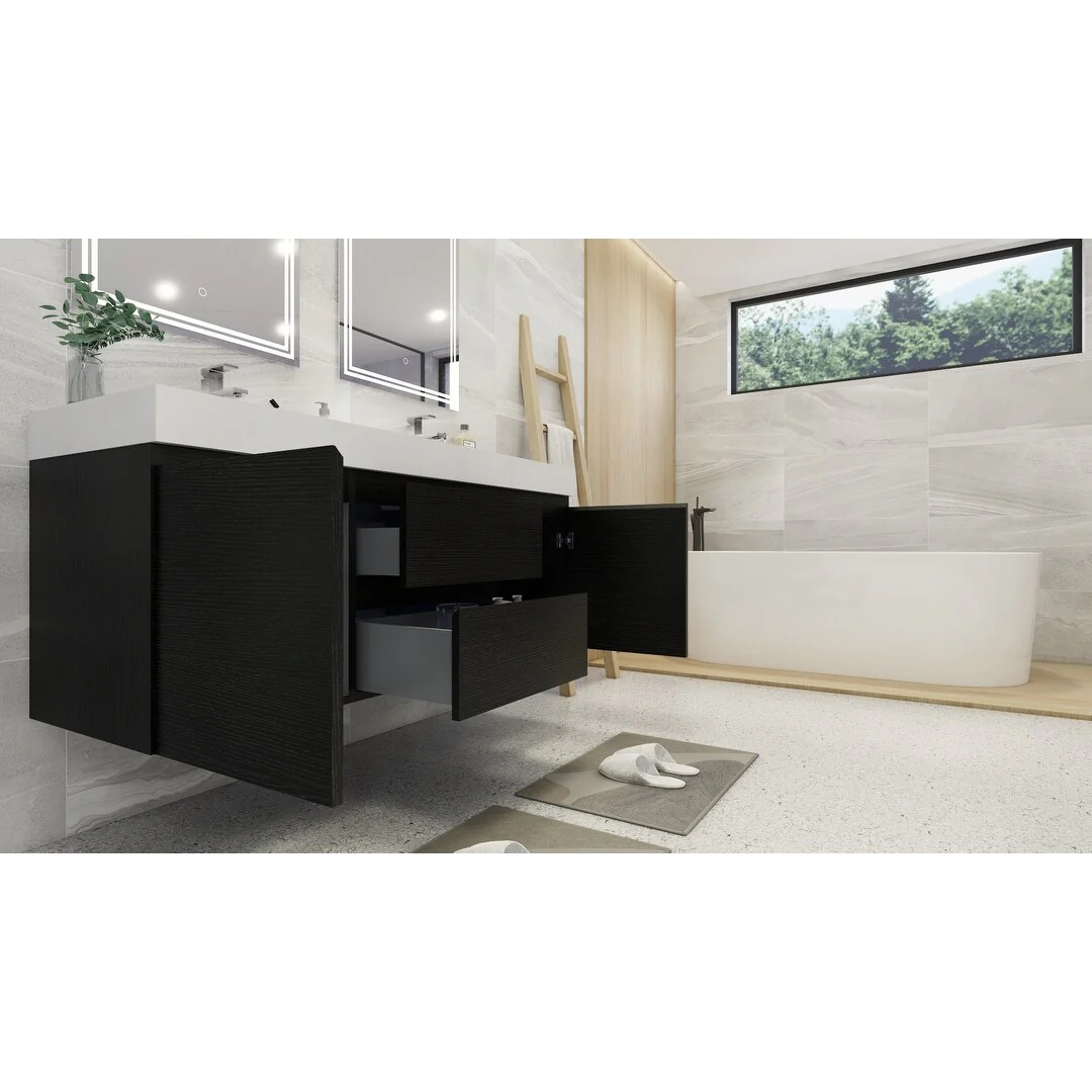 Baillie 60'' Wall-Mounted Vanity with Double Reinforced Acrylic Sink
