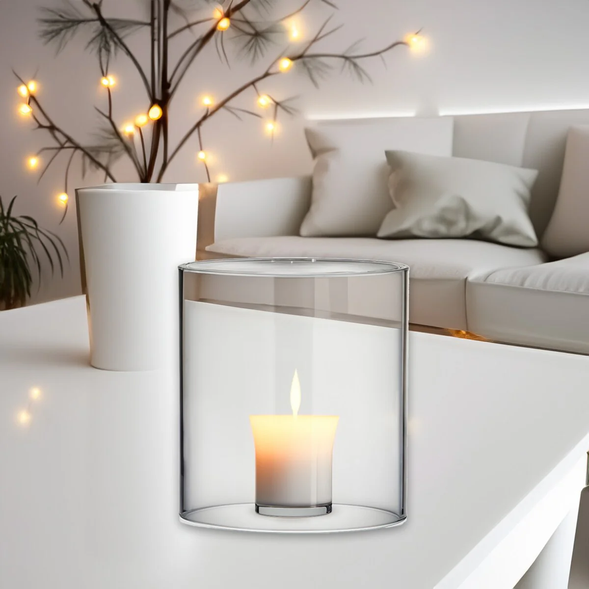 Clear Glass Cylinder Hurricane Chimney Tube, Candle Cover - 1 Piece
