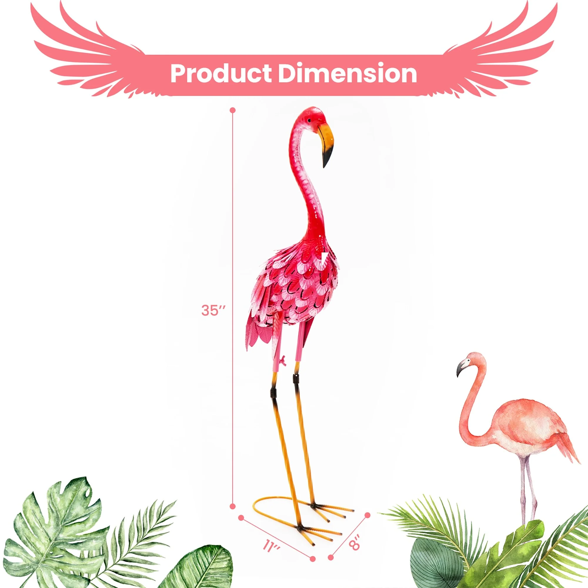 Costway 2-Piece Metal Crane/Flamingo Garden Statue Sculpture Set