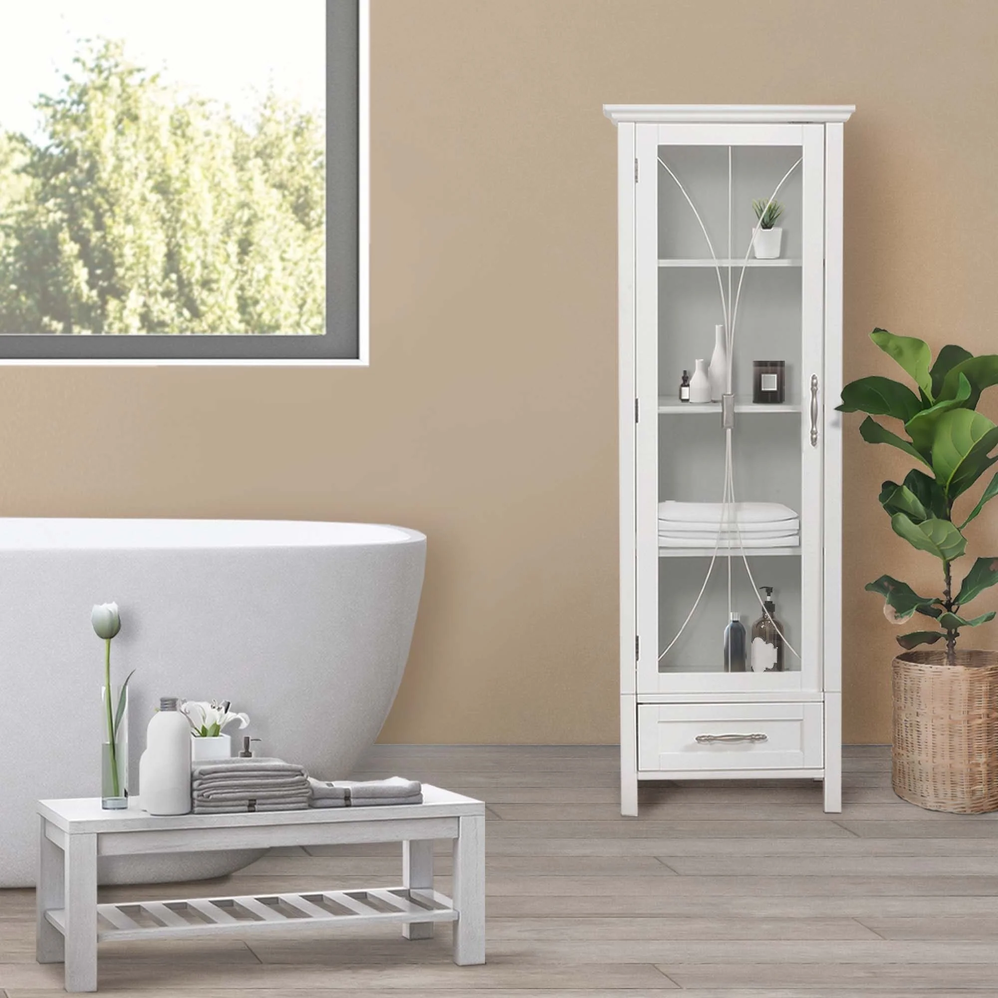 Teamson Home Delaney Freestanding Linen Cabinet with Drawer