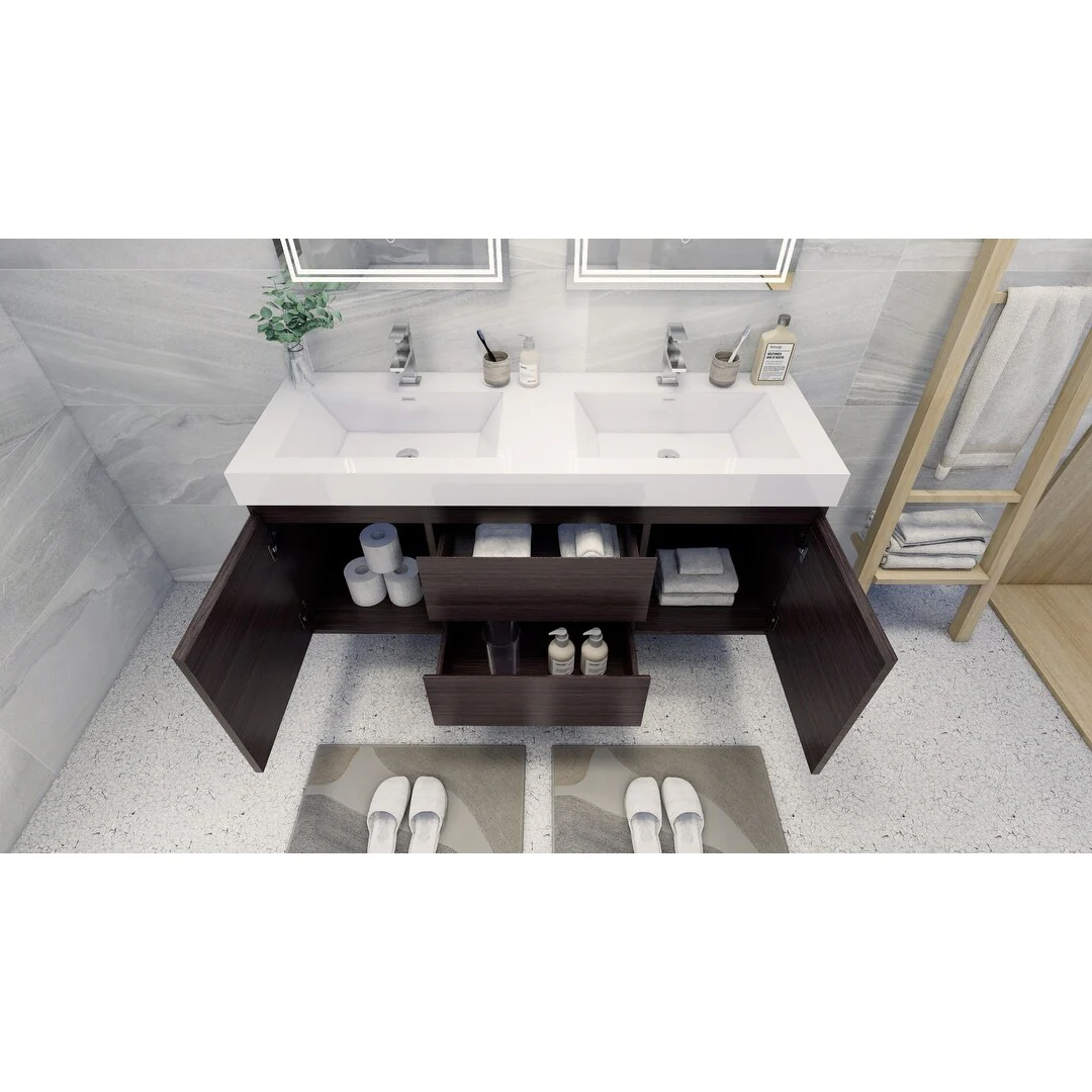 Baillie 60'' Wall-Mounted Vanity with Double Reinforced Acrylic Sink