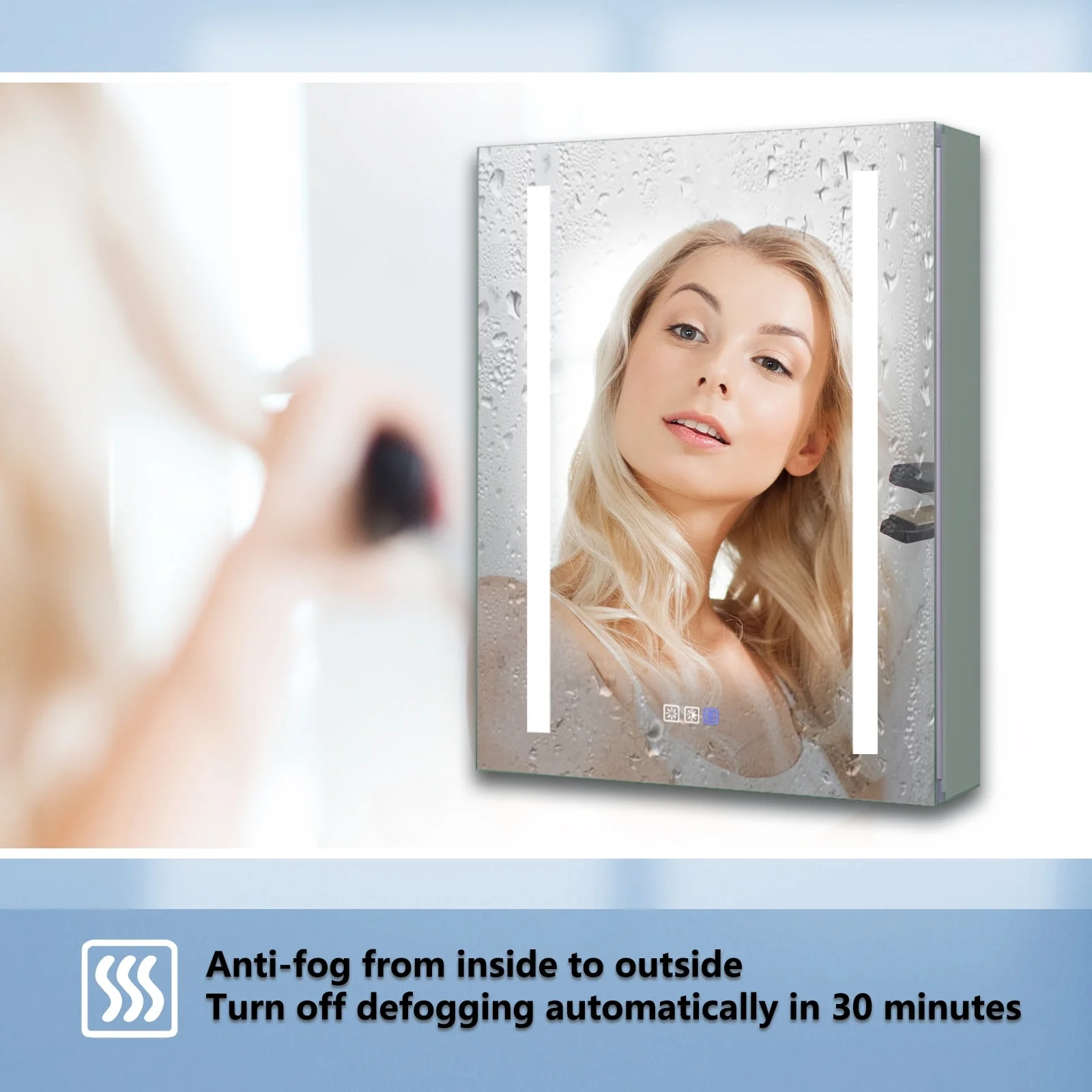 ExBrite 3 Touch Switch LED Lighted Bathroom Medicine Cabinet with Mirror, Recessed or Surface Mount, Defog, Stepless Dimming