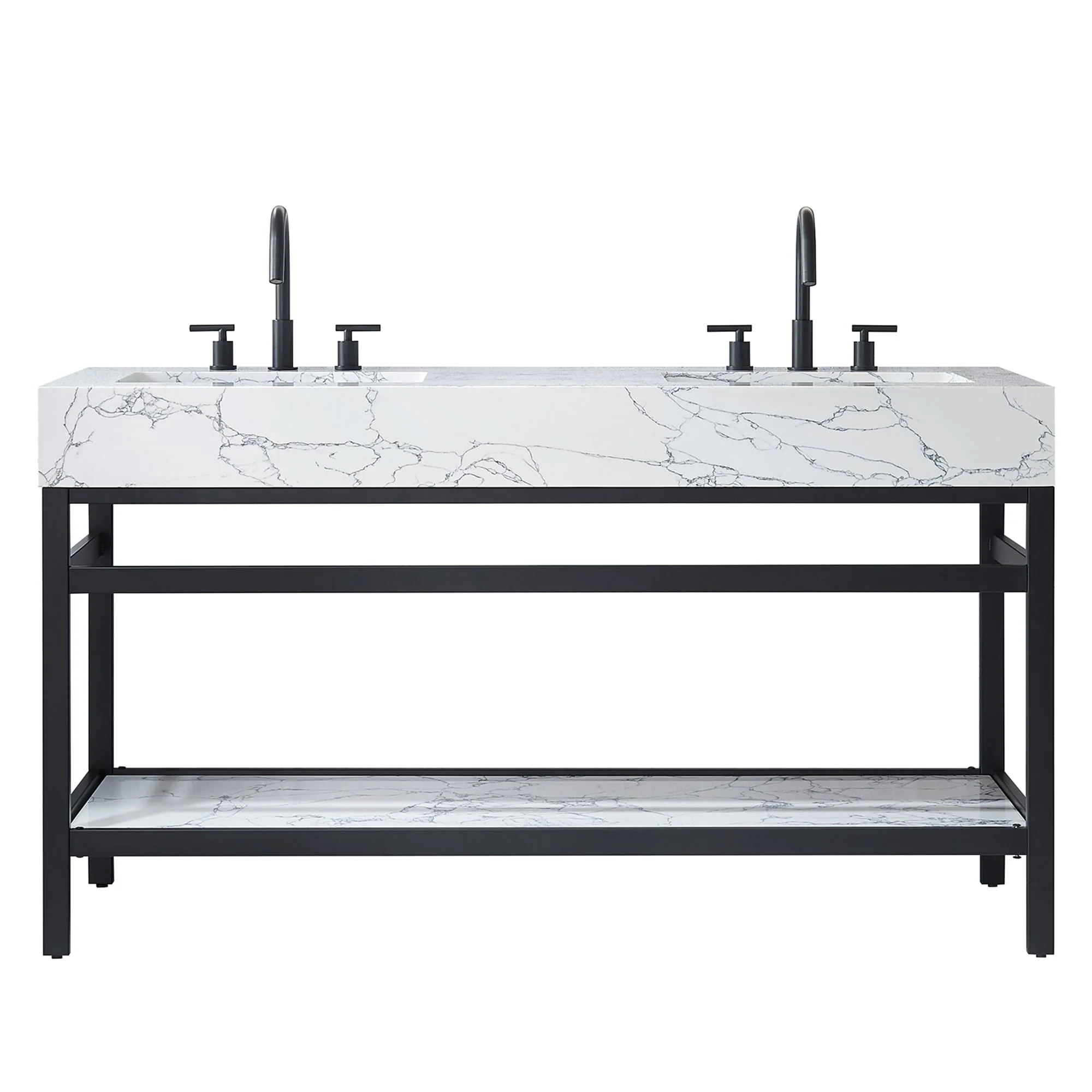Ecija Bath Vanity, Metal Support with Composite Stone Top, no Mirror