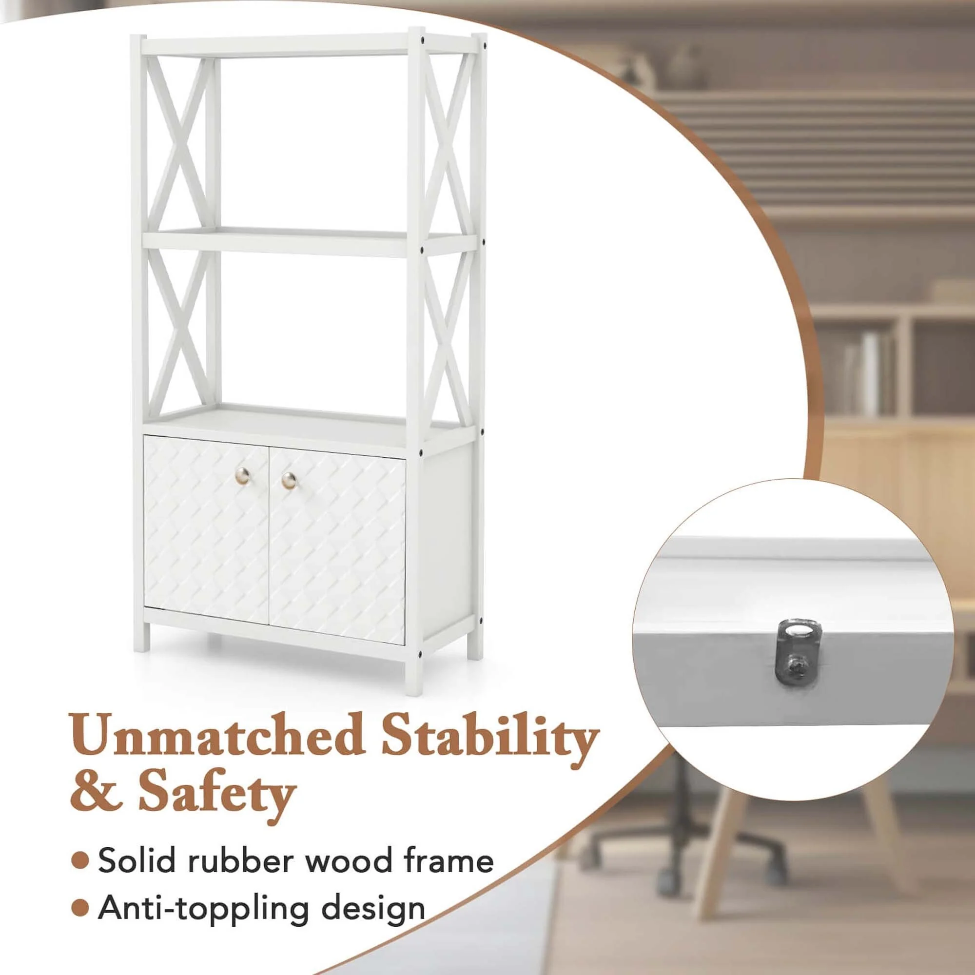 Costway Bathroom Storage Cabinet with Open Shelves & Double Doors - See Details