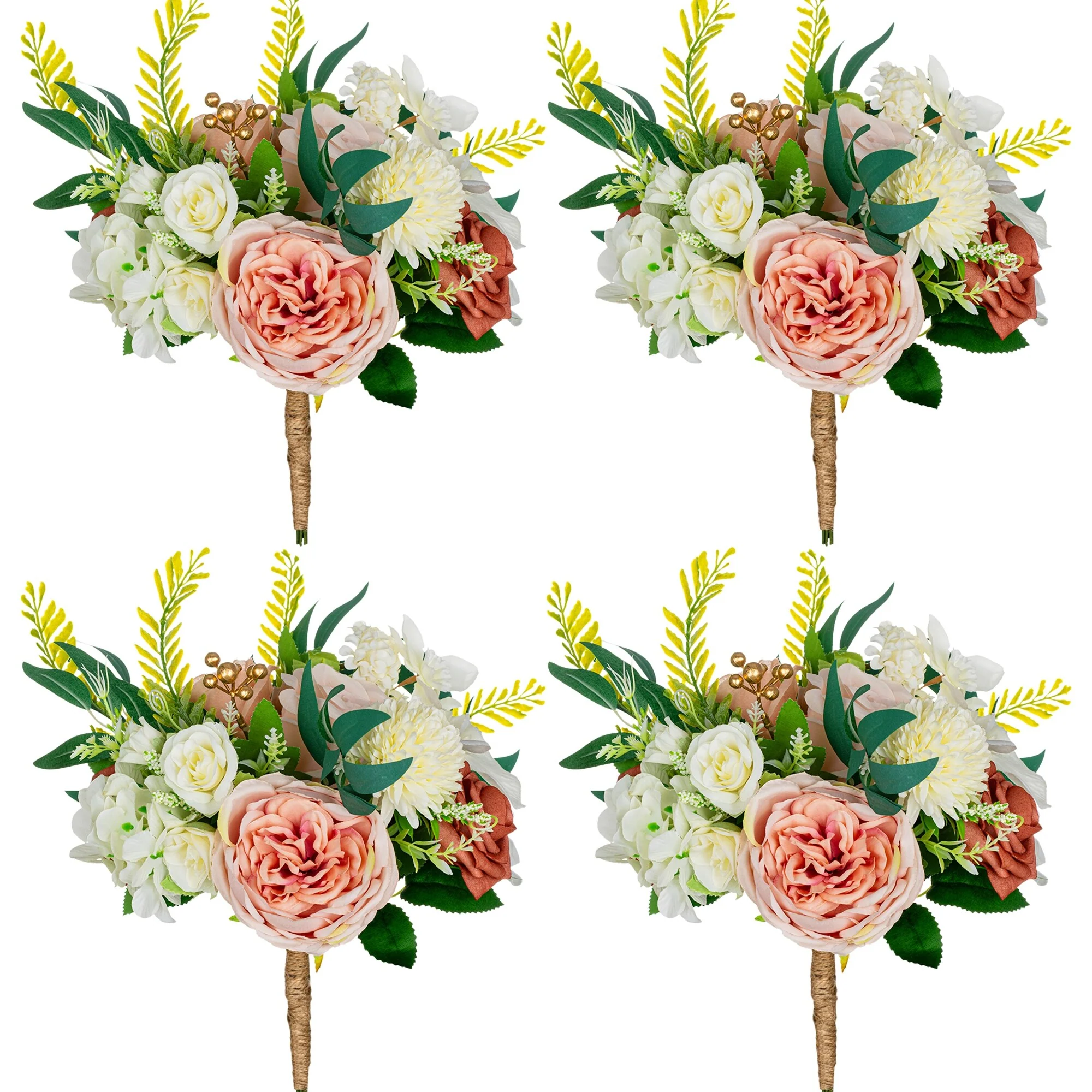 11 Inch Wedding Bouquet, Boho Bridesmaid Bouquet, Real Touch Bridal Bouquet, Floral Arrangement for Wedding