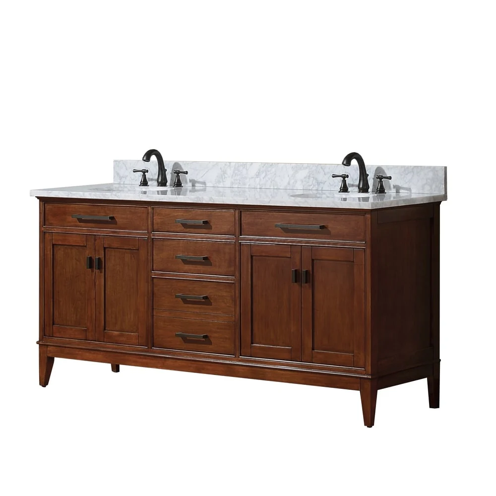 Avanity Madison 72-inch Double Vanity in Tobacco Finish with Dual Sinks and Top