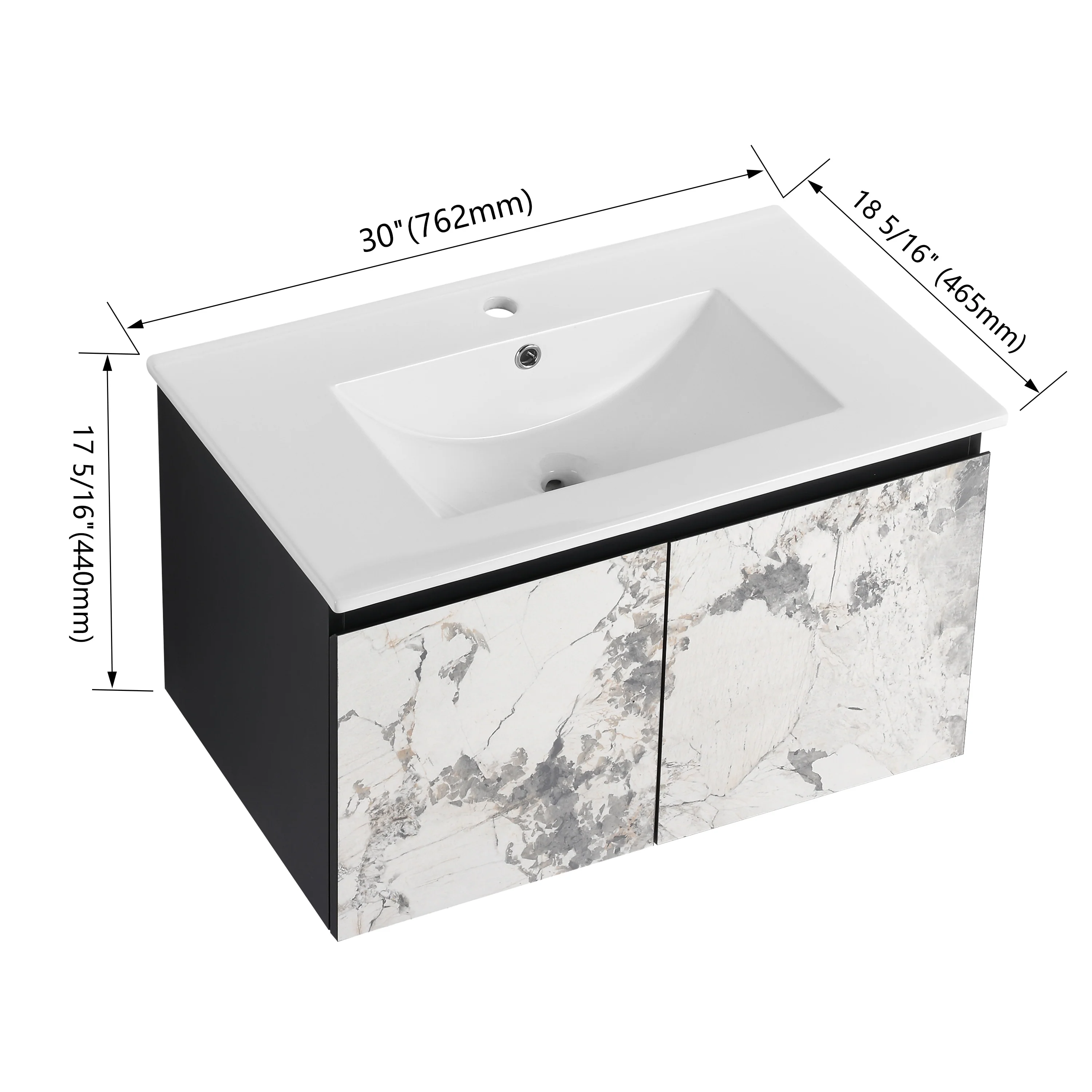 BNK 24/30/48 Inch Double Sink Bathroom Vanity with Soft Close Door