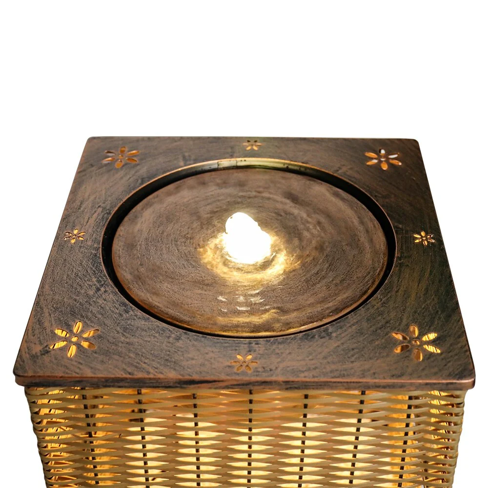 Indoor Rattan Water Fountain with LED Light for Home and Office Decor