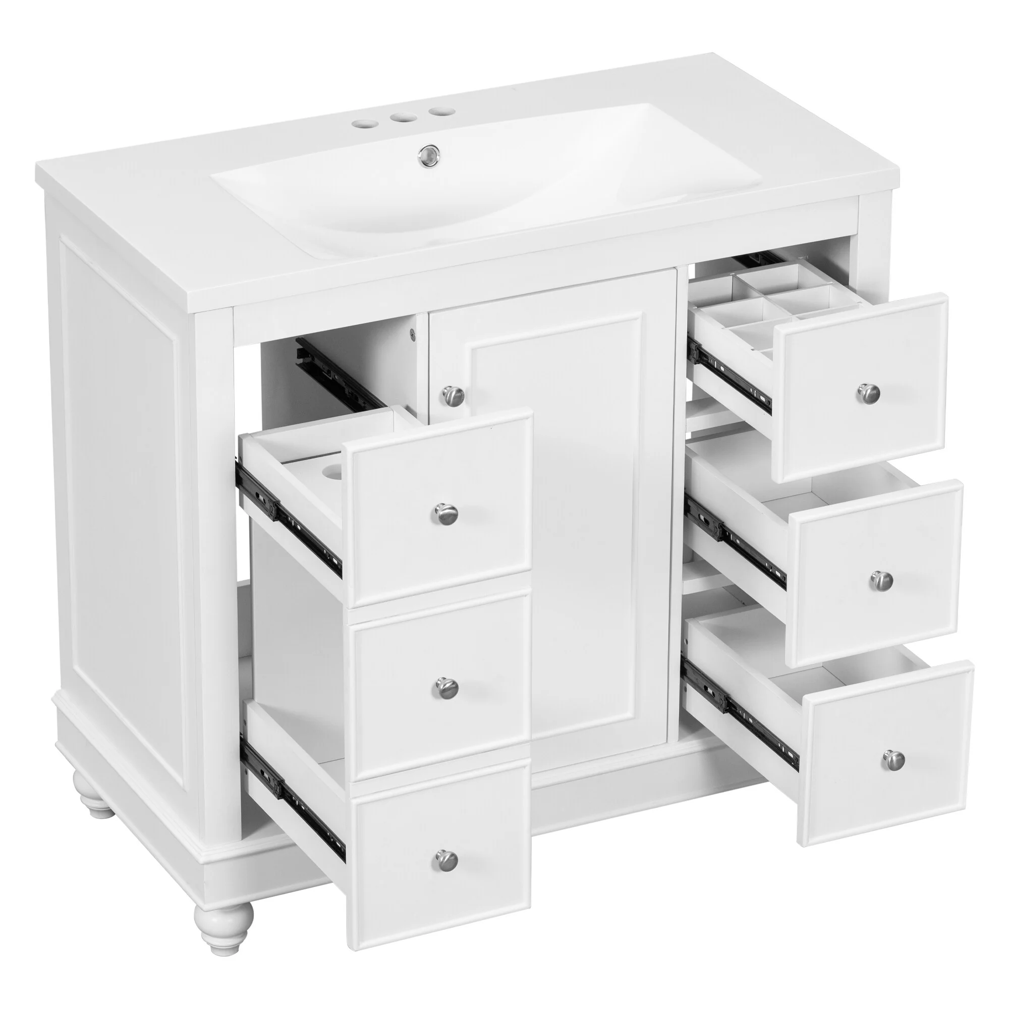 Bathroom Vanity with Sink, Bathroom Vanity Cabinet with 4 Drawers and 1 Door, Storage Cabinet with Adjustable Shelves
