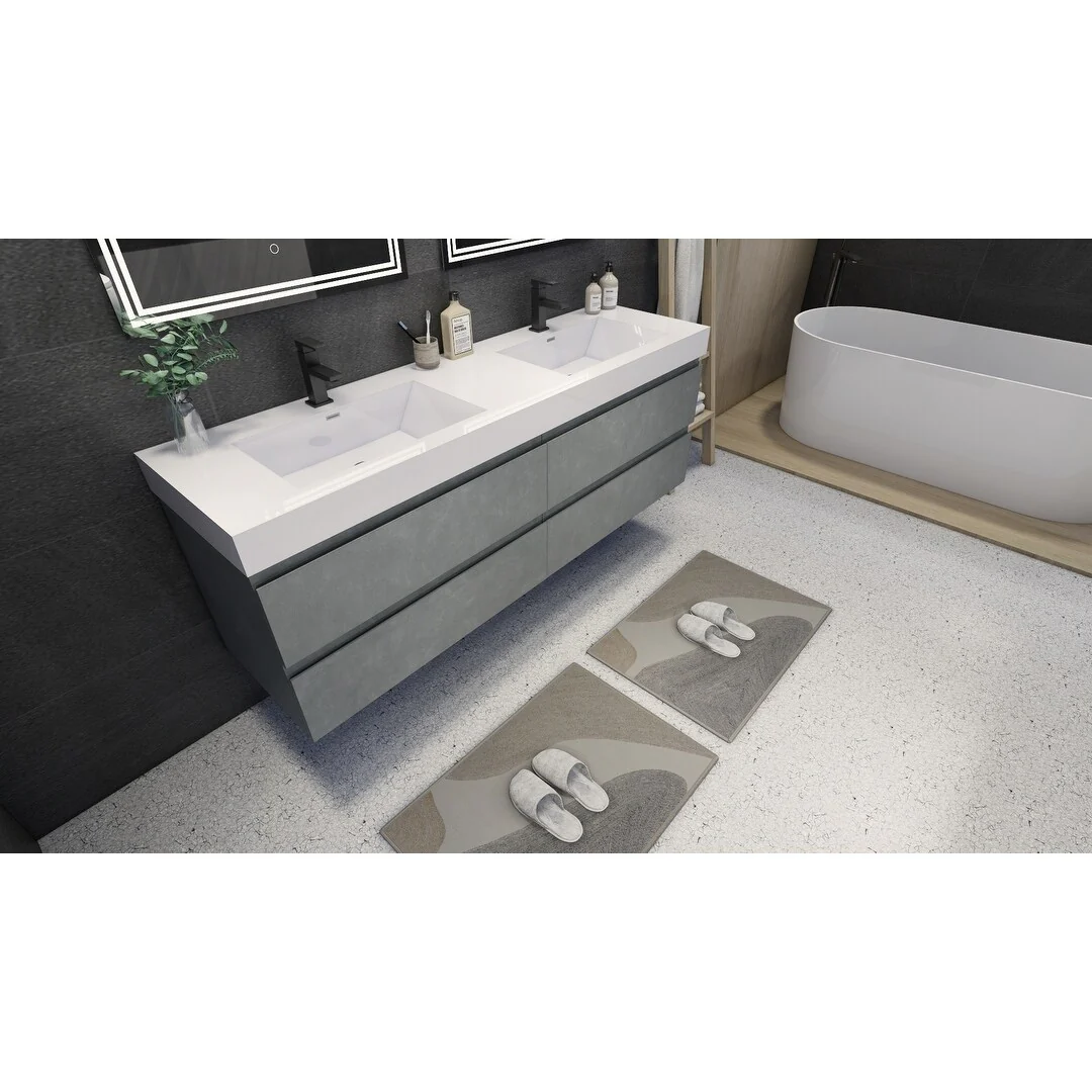 Baillie 72'' Wall-Mounted Vanity with Double Reinforced Acrylic Sink