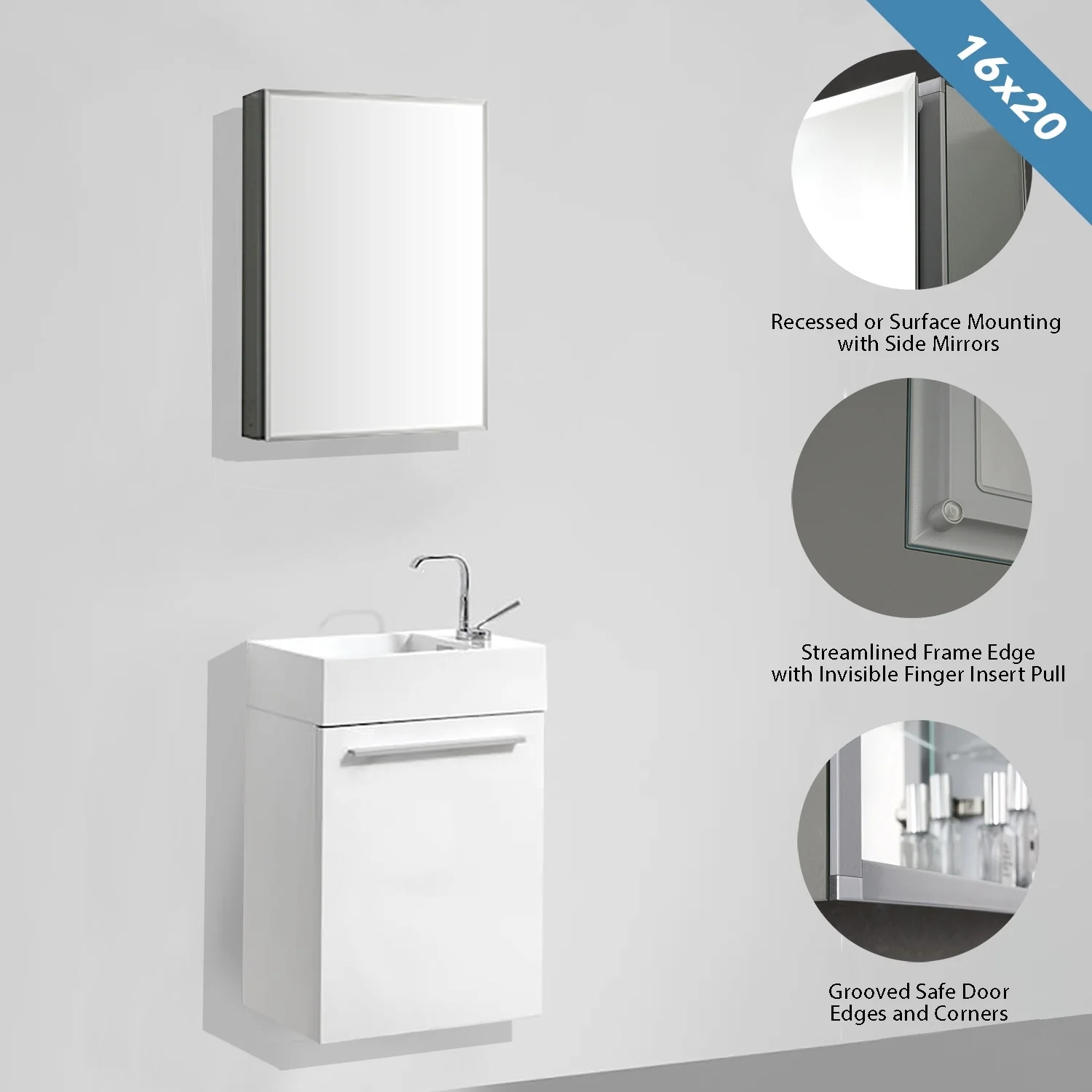 Frameless Aluminum Bathroom Mirror Medicine Cabinet