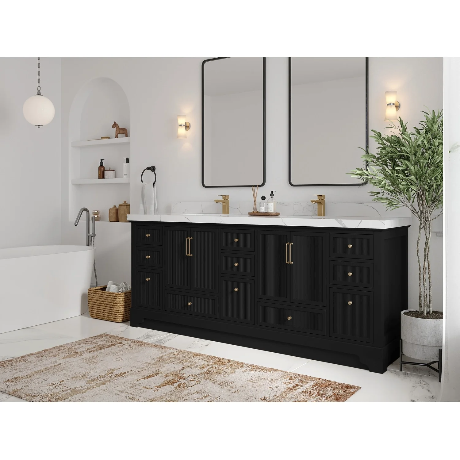 Willow Collections 84 in. W x 22 in. D Alys Double Bowl Sink Bathroom Vanity with Countertop