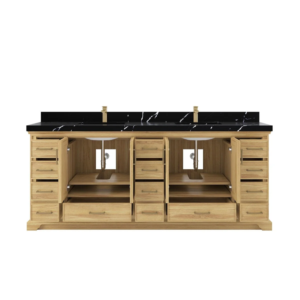 Willow Collections 84 in. W x 22 in. D Charlotte Teak Double Sink Bathroom Solid Teak Vanity with Countertop