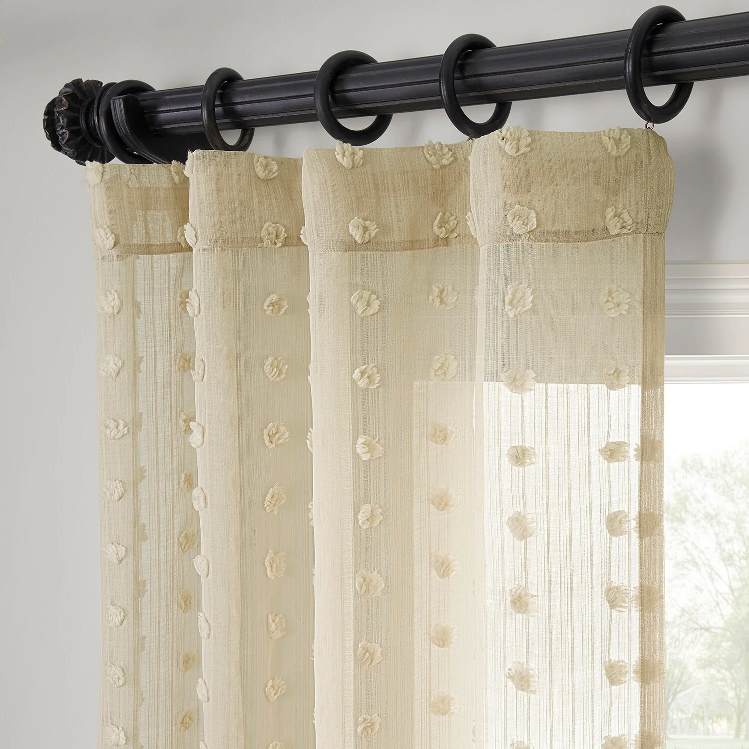 Exclusive Fabrics Strasbourg Dot Patterned Faux Linen Sheer Curtain (1 Panel)