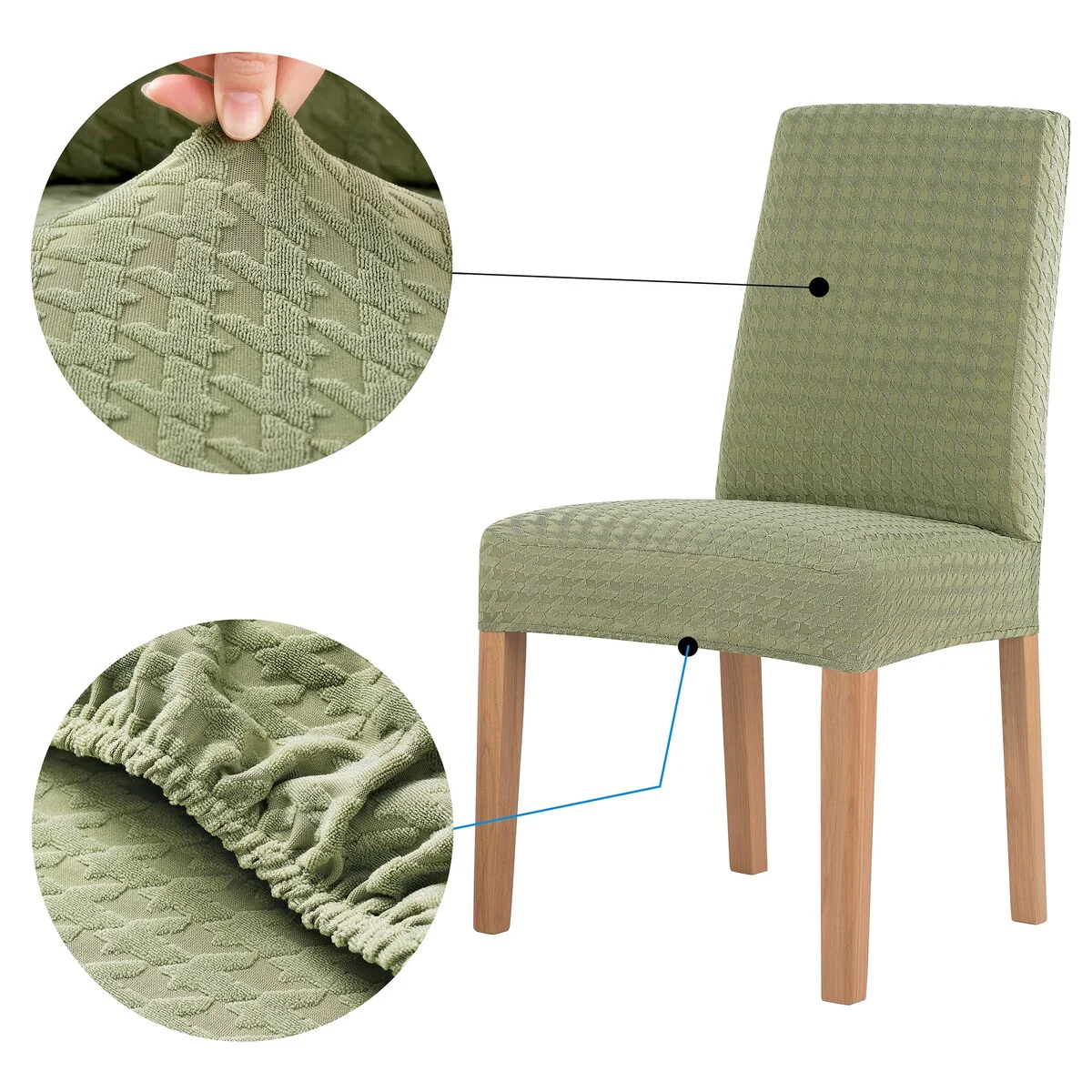 No. 918 Sparta 2-pack Houndstooth Textured Stretch Fit Elastic Dining Chair Cover Pair - 28