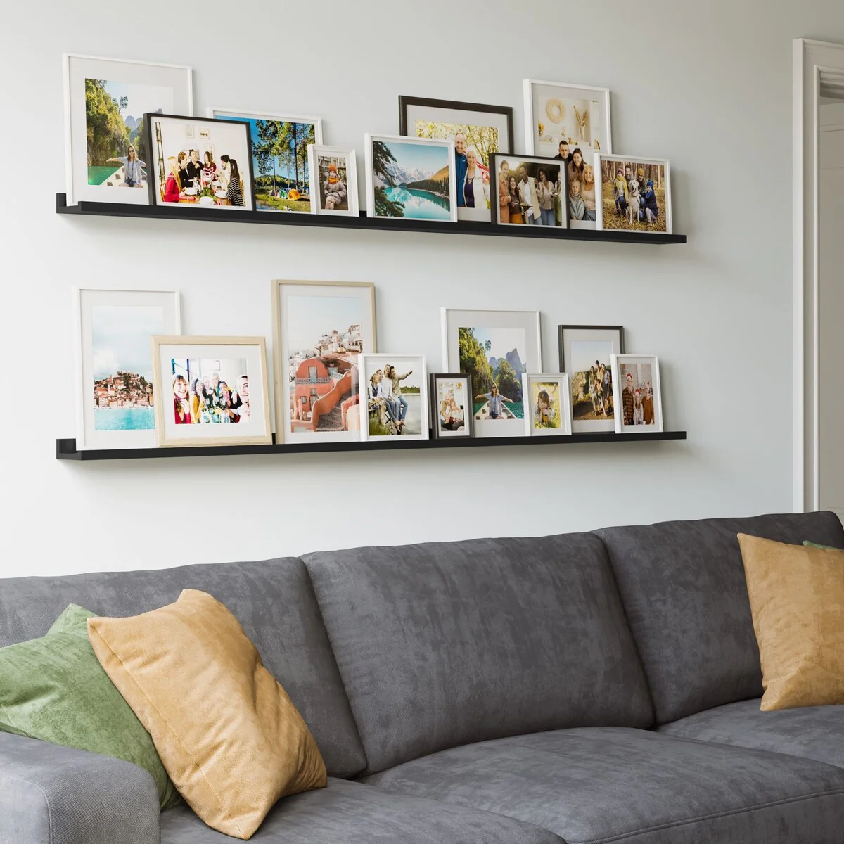 Wallniture Denver Picture Ledges, Floating Shelves for Photo Frame Display, 72