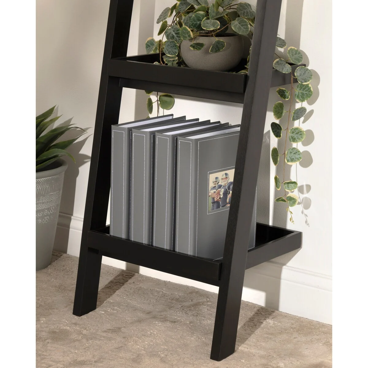 DesignOvation Debossed Black Faux Leather Photo Album (Pack of 4)