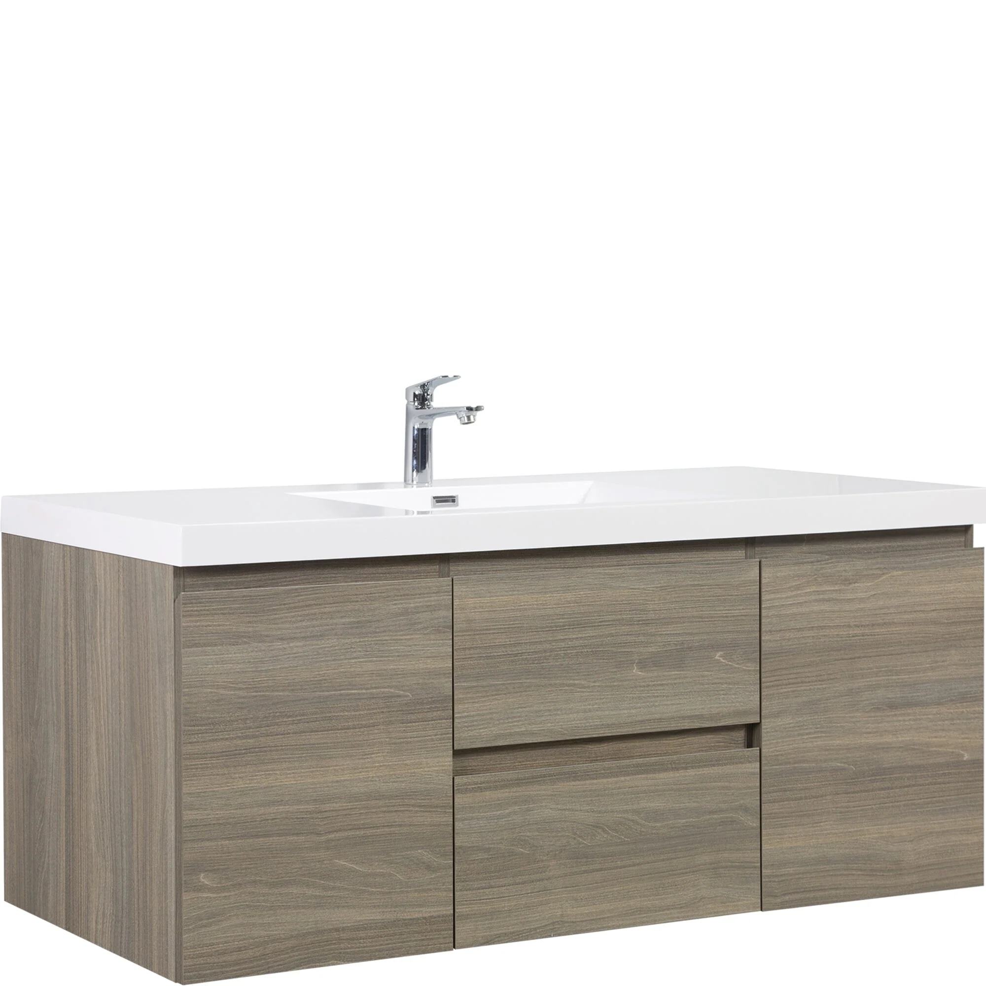 MDF Floating Bathroom Vanity with Integrated Resin Sink