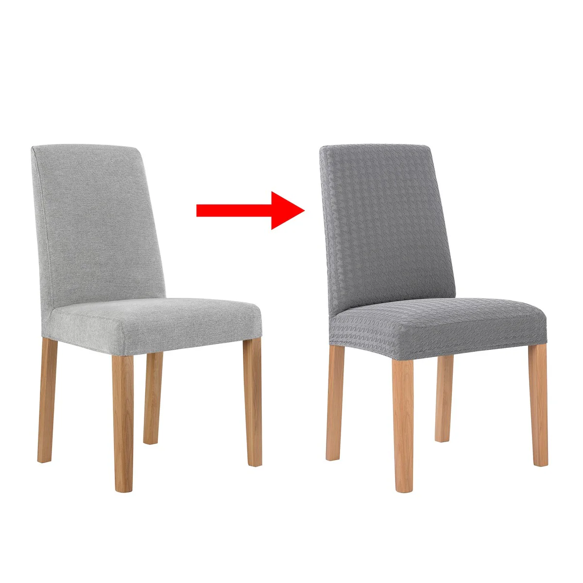 No. 918 Sparta 2-pack Houndstooth Textured Stretch Fit Elastic Dining Chair Cover Pair - 28