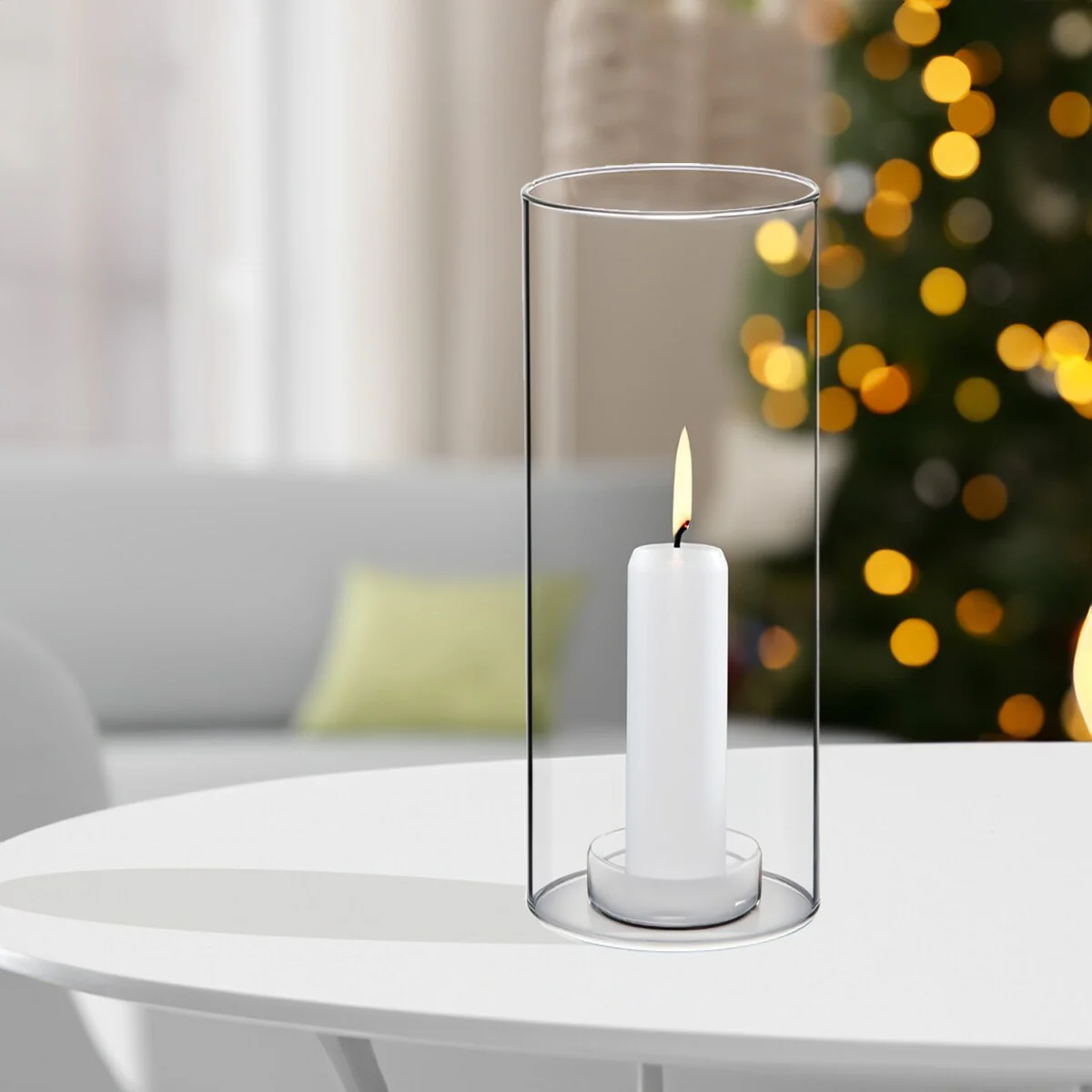 Clear Glass Cylinder Hurricane Chimney Tube, Candle Cover - 1 Piece