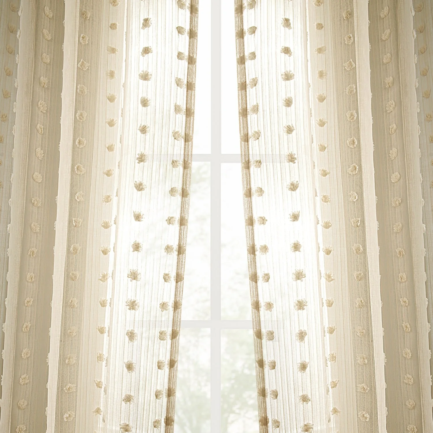 Exclusive Fabrics Strasbourg Dot Patterned Faux Linen Sheer Curtain (1 Panel)