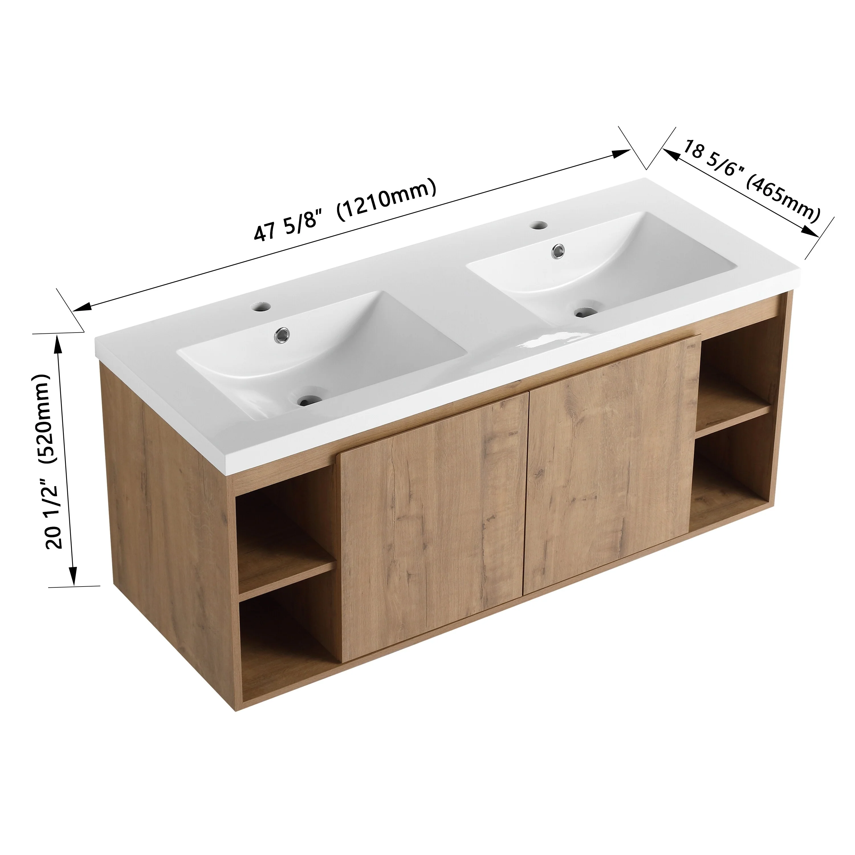 BNK Double Sink Bathroom Vanity in 48 Inch,Bathroom Cabinet with Soft Close Doors&Shelves