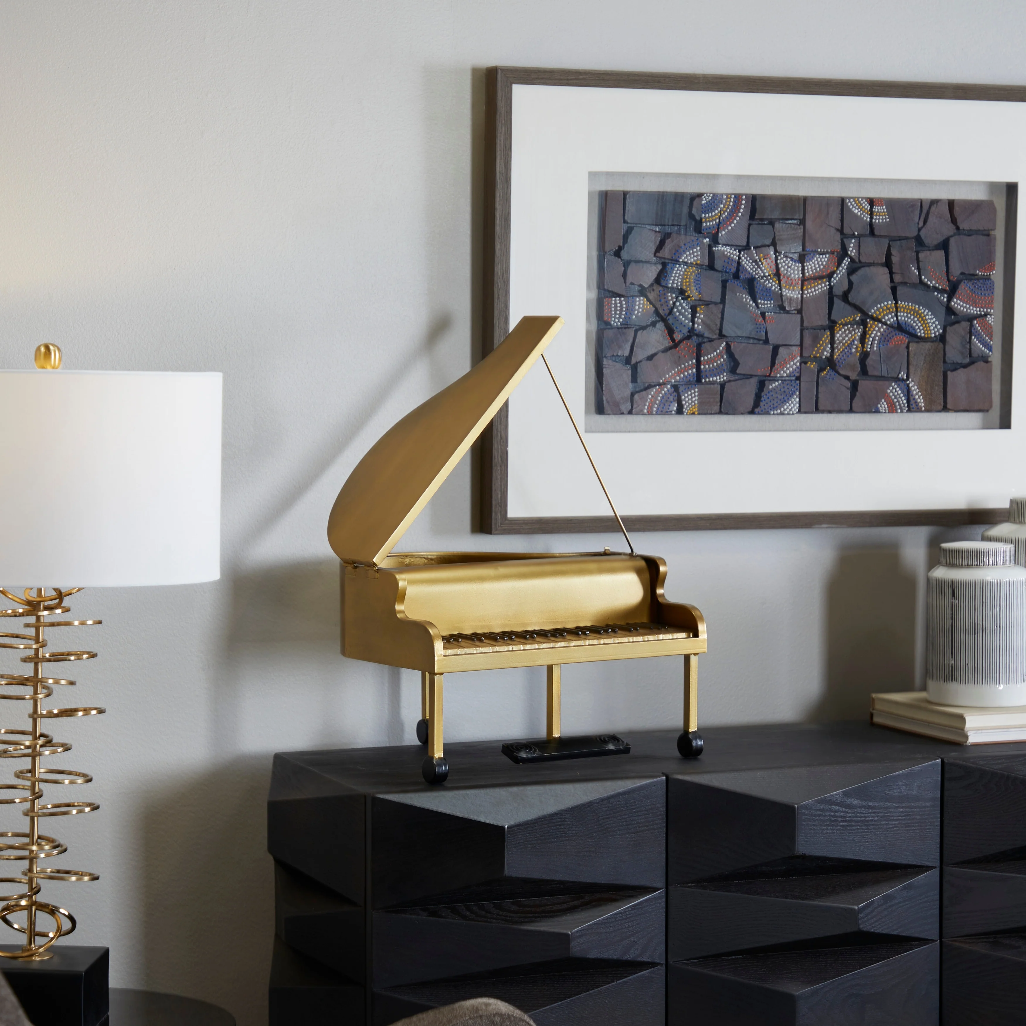 Metal Instrument Piano Sculpture - Gold - The Novogratz - 13