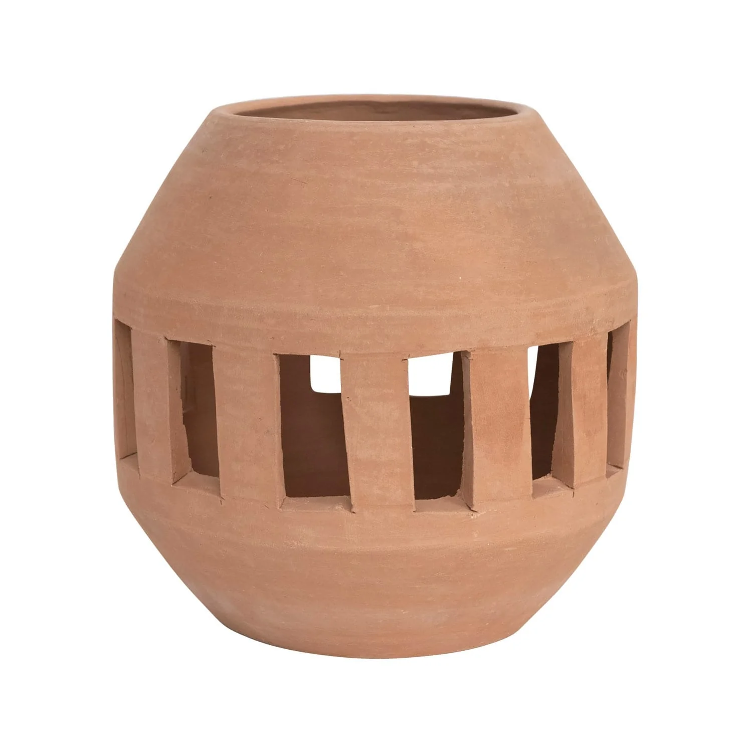 Handmade Terra-cotta Planter/Candle Holder with Cut-Outs