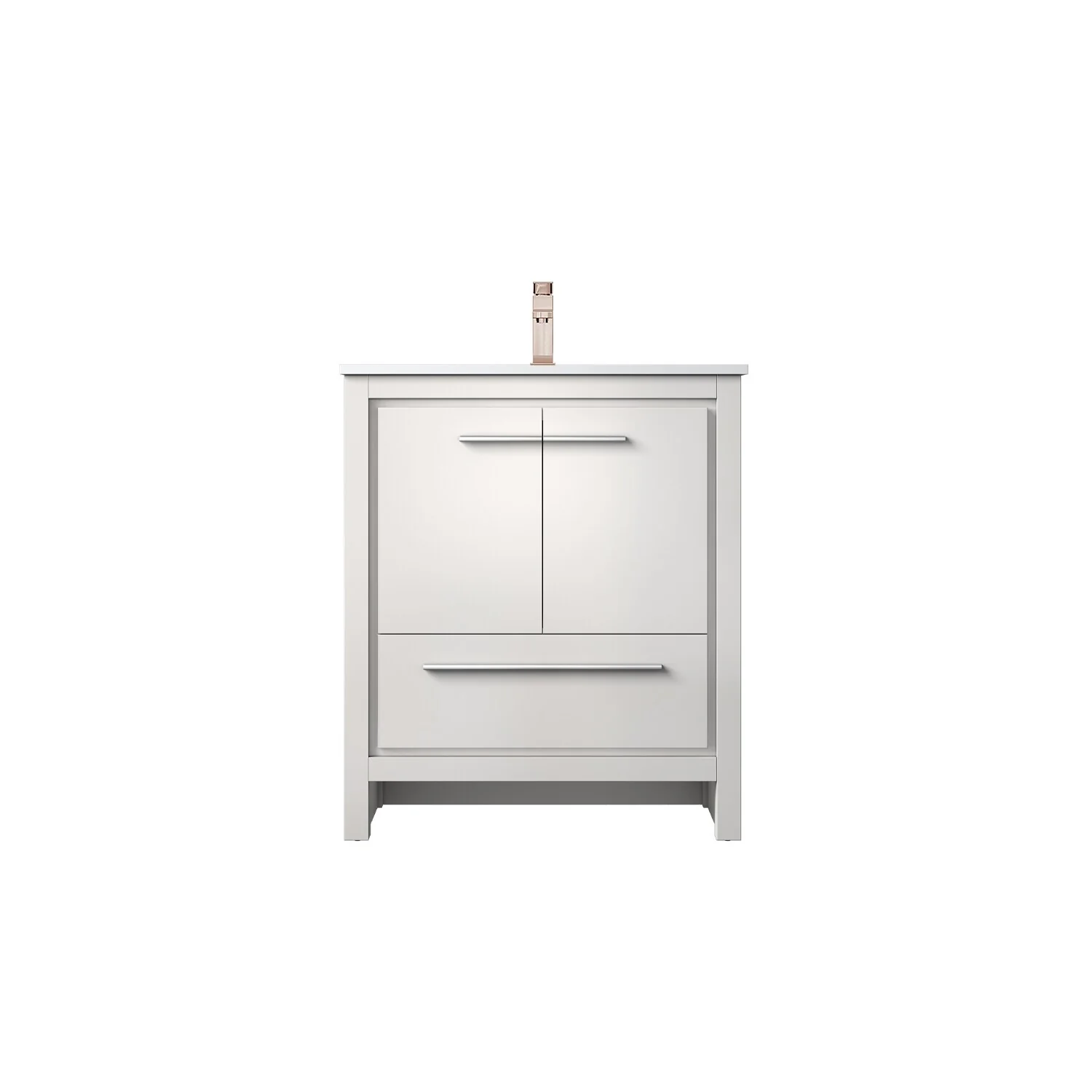 Lafarre Bath Vanity Cultured Marble Top, Sink and Rose Gold Faucet