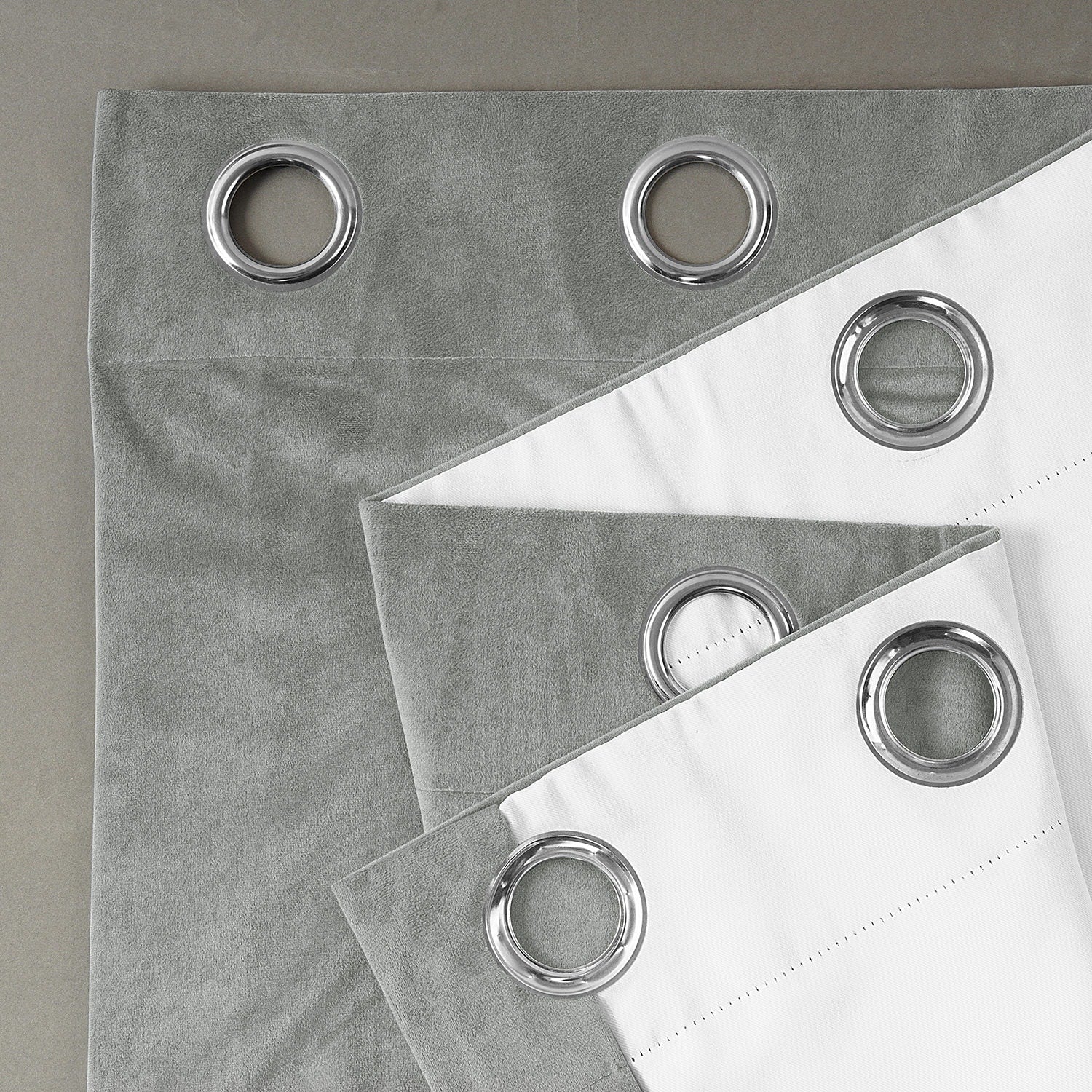 Exclusive Fabrics Grommet Silver Grey Velvet Blackout Curtain (1 Panel)