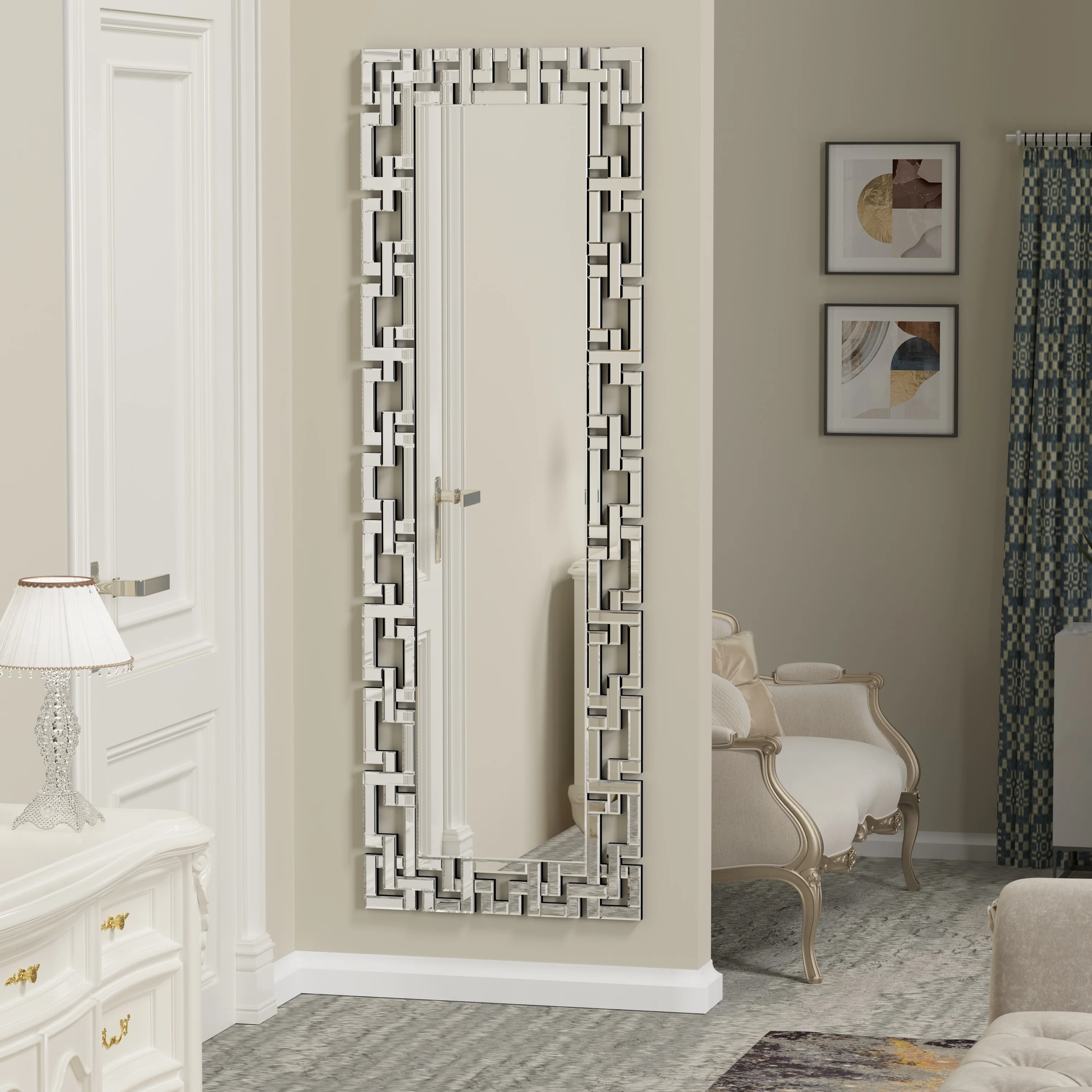 KOHROS Venetian Large Rectangle Decorative Floor Wall Mirror - 21.7*65.0*0.9