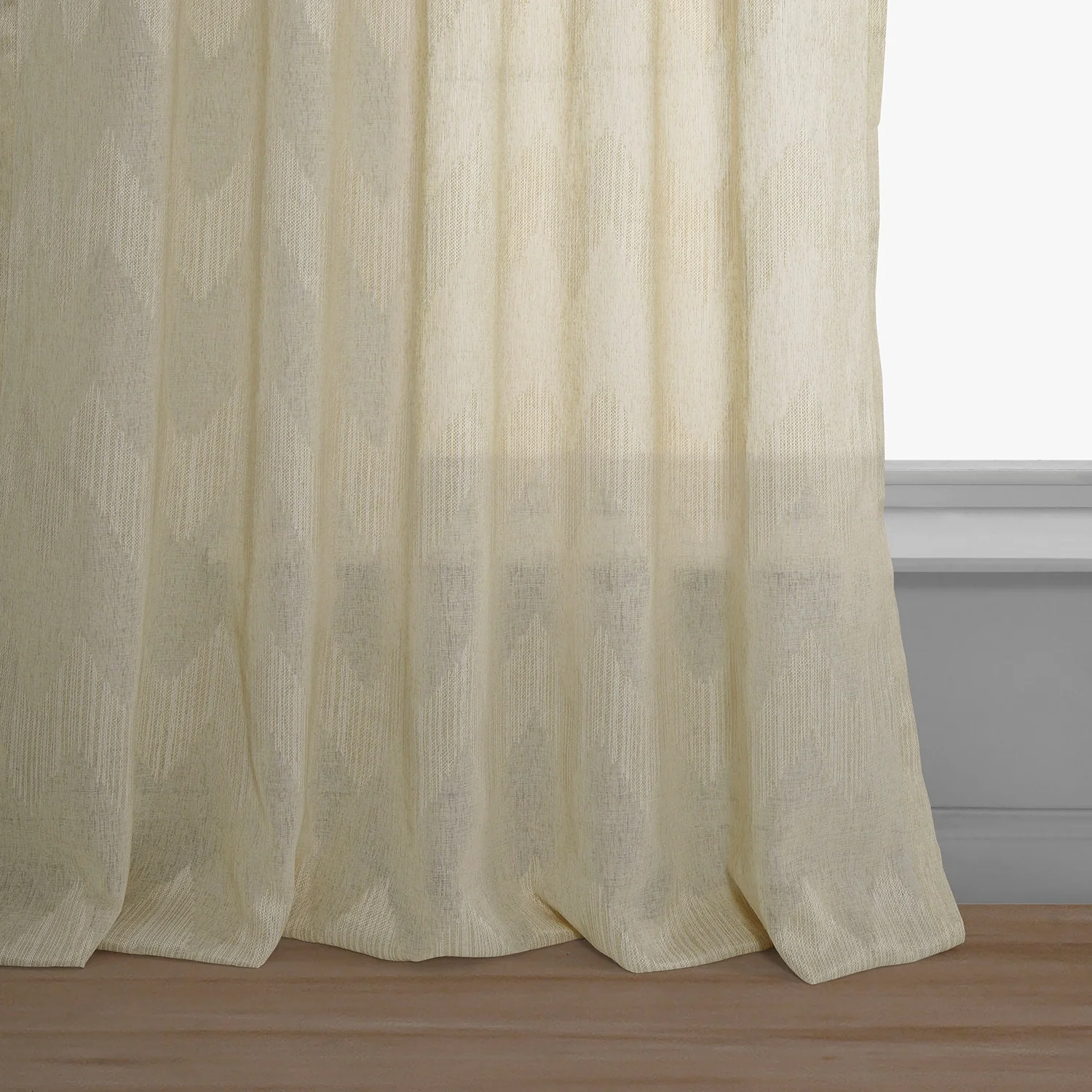 Exclusive Fabrics Sirius Beige Patterned Faux Linen Sheer Rod Pocket Curtain (1 Panel)