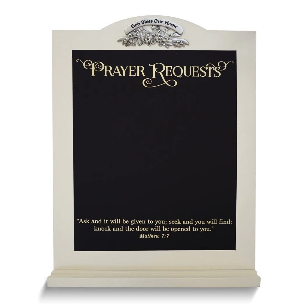 Curata Prayer Requests Wooden and Metal Chalkboard with Matthew 7:7 Verse