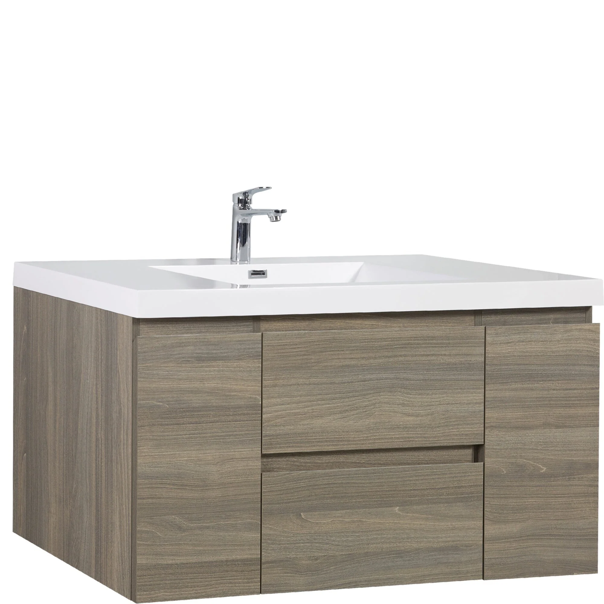 MDF Floating Bathroom Vanity with Integrated Resin Sink