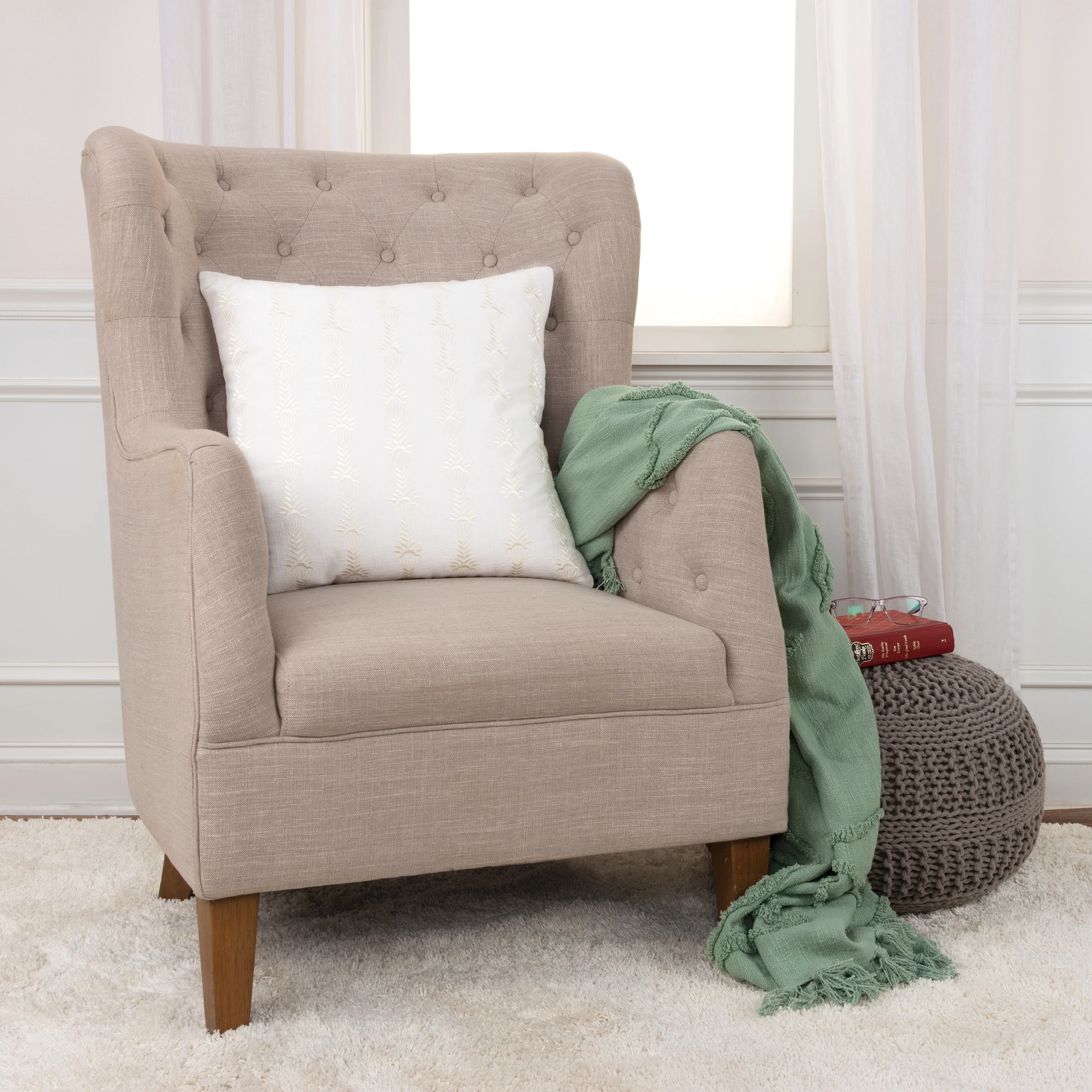 Rizzy Home Embroidered Throw Pillow