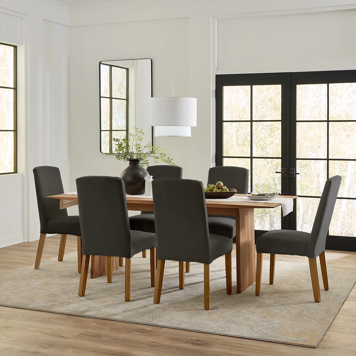 SureFit Hampstead Stretch Velvet Short Dining Chair Cover Set of 2 - 19x18x42