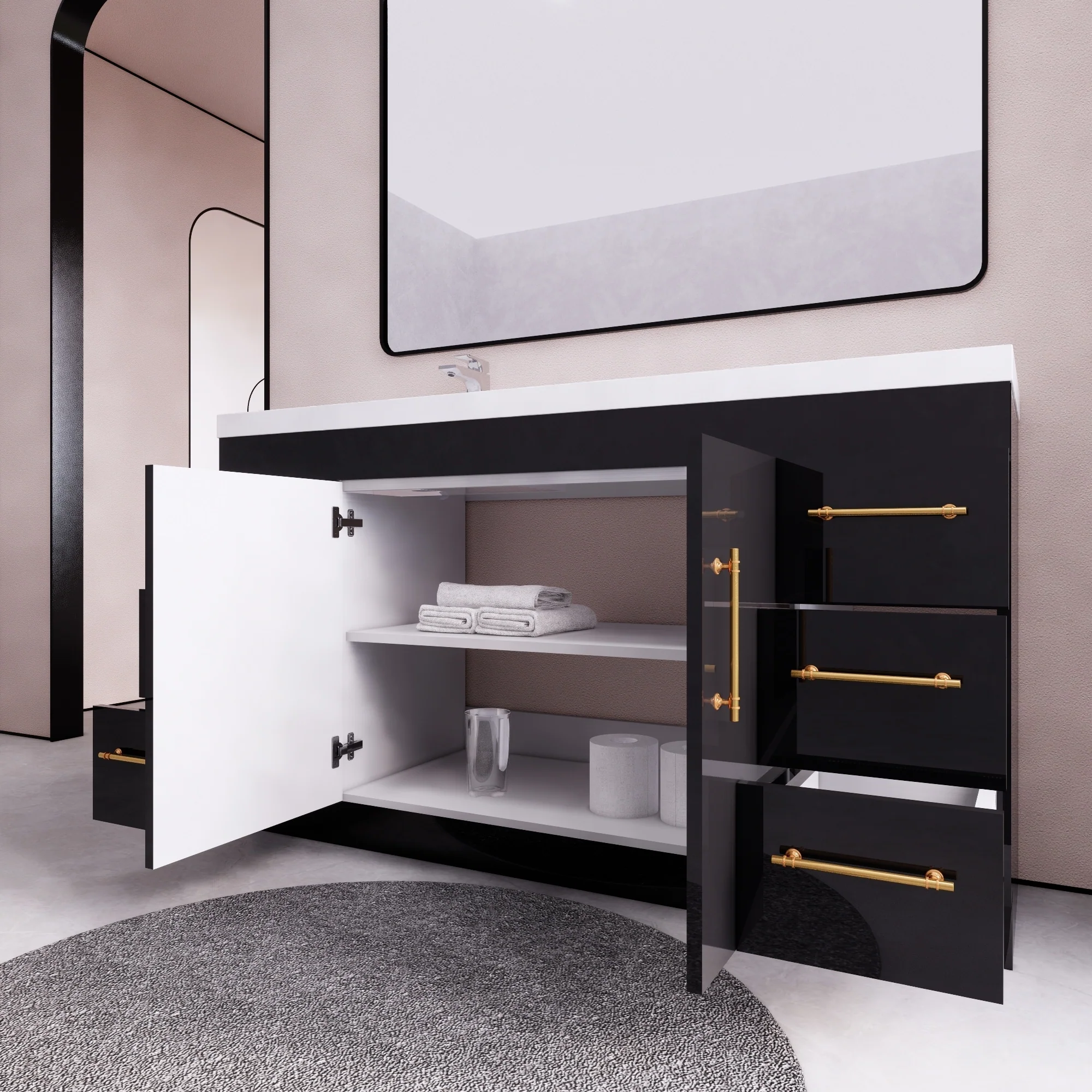 Eliza 60'' Freestanding Vanity with Single Sink on the Left