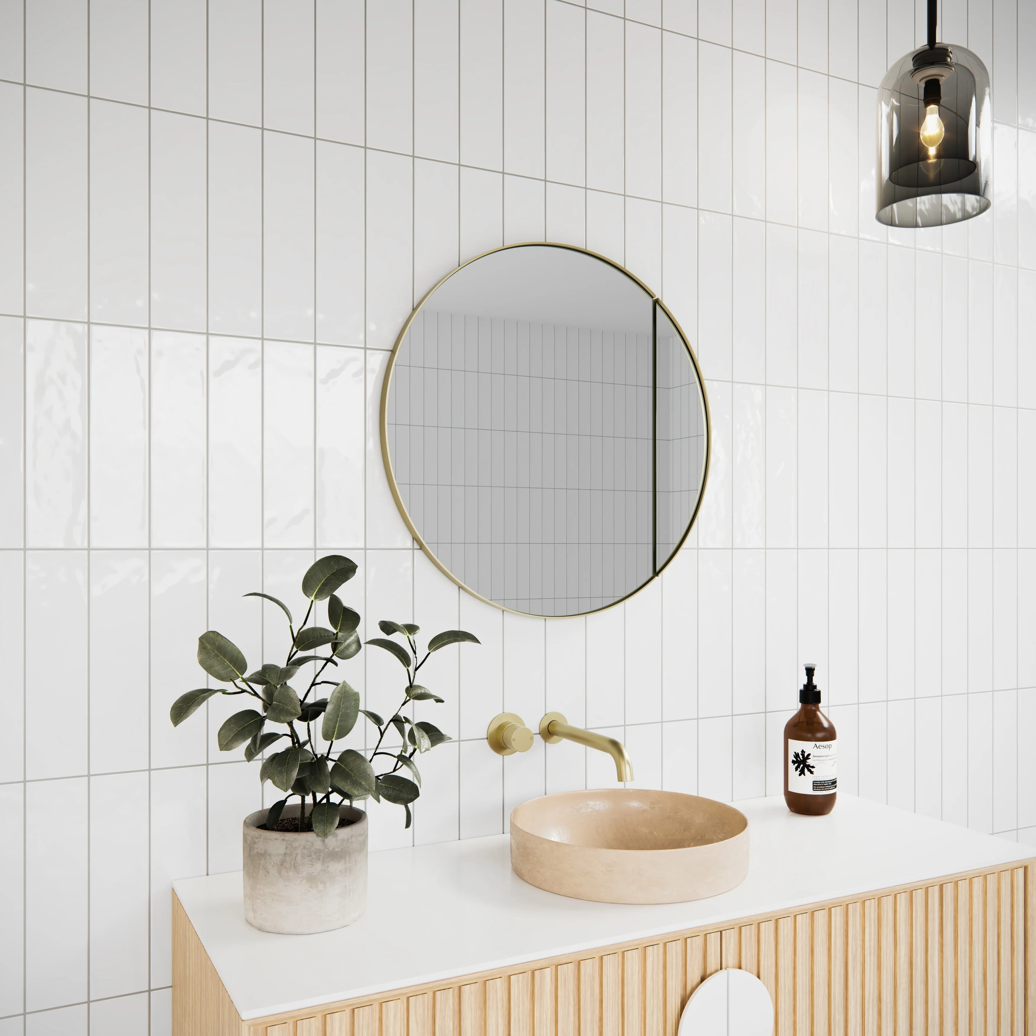 One Door Steel Frame Round Shape Medicine Cabinet