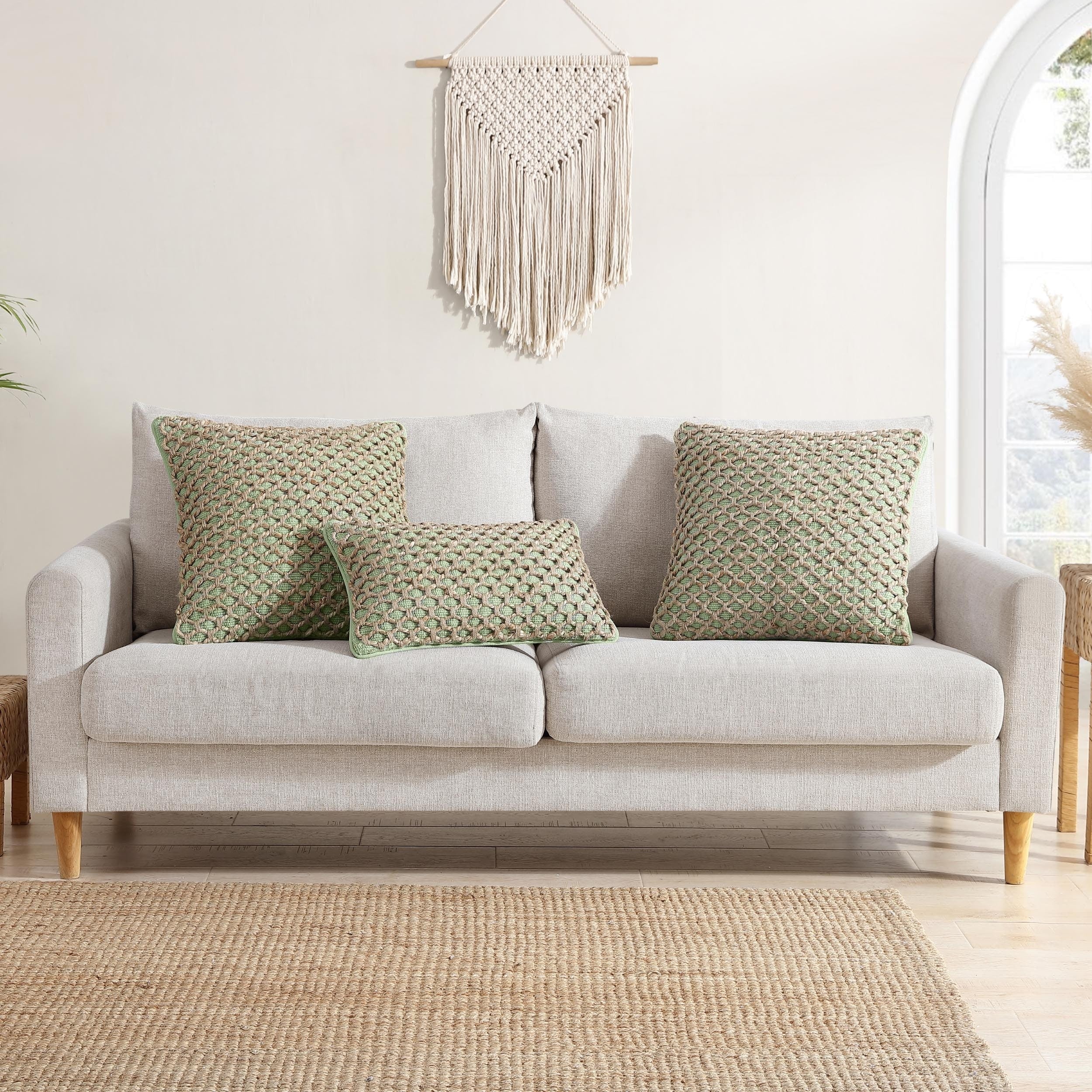 Boho Living Jada Braided Cotton/Jute Throw Pillow Covers
